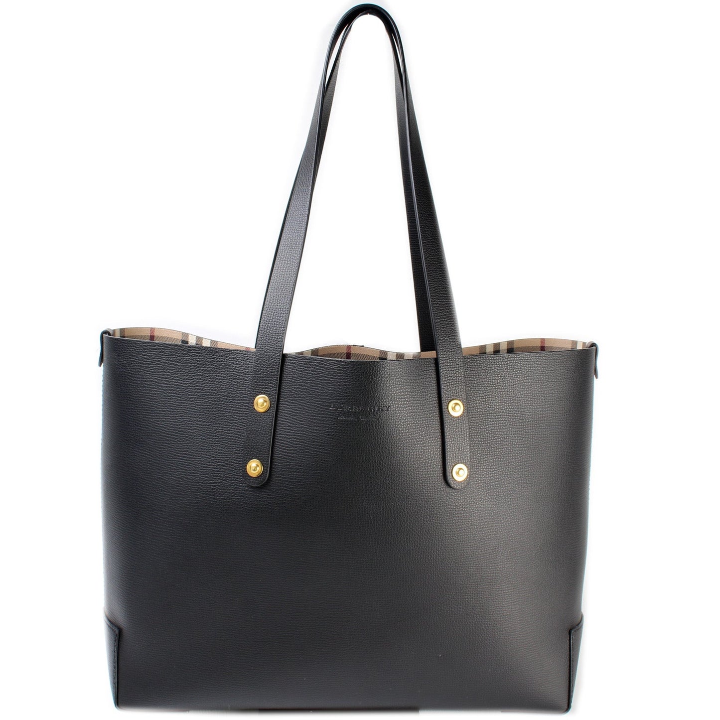 Small Grainy Leather Haymarket Check Tote