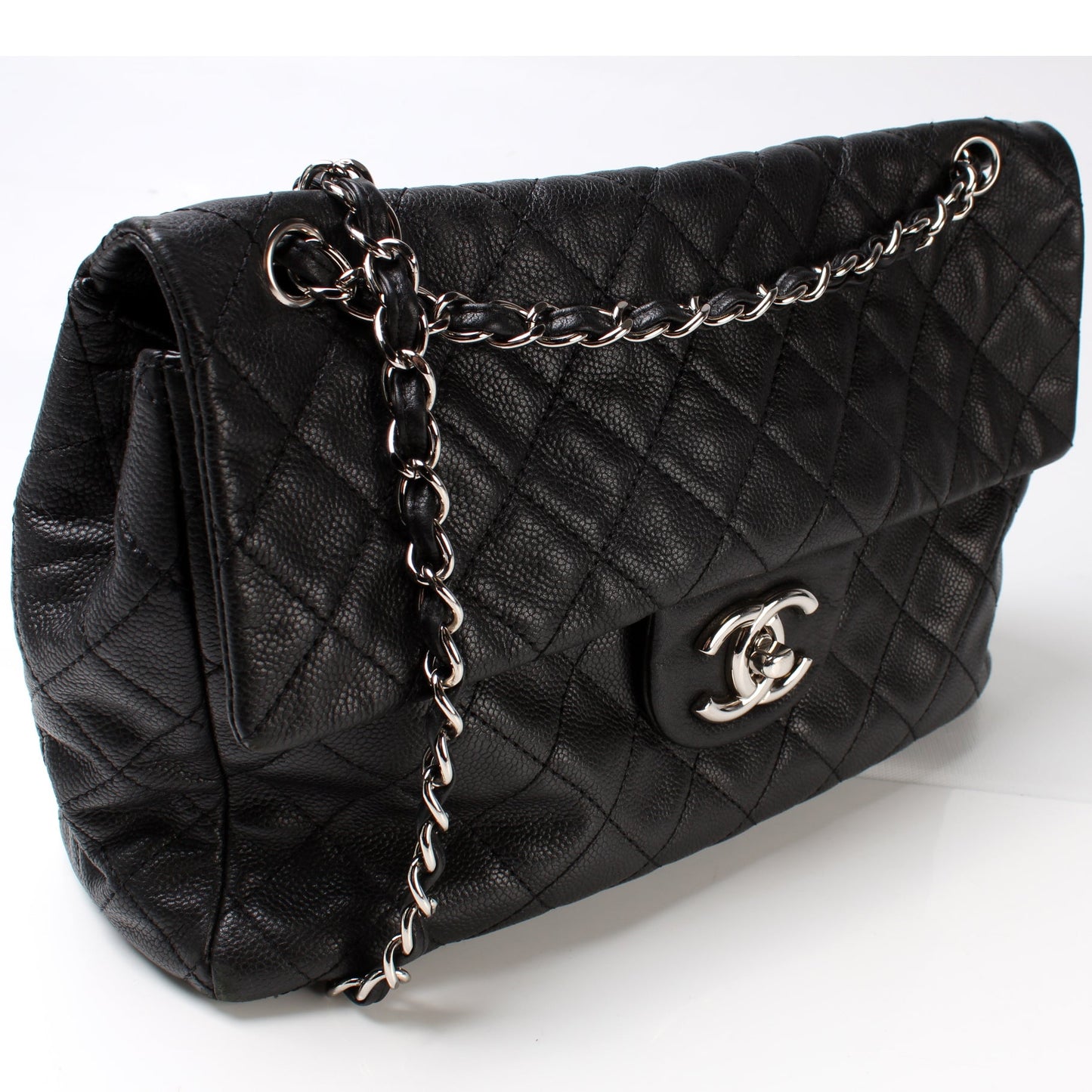 Washed Caviar Jumbo Single Flap 12M