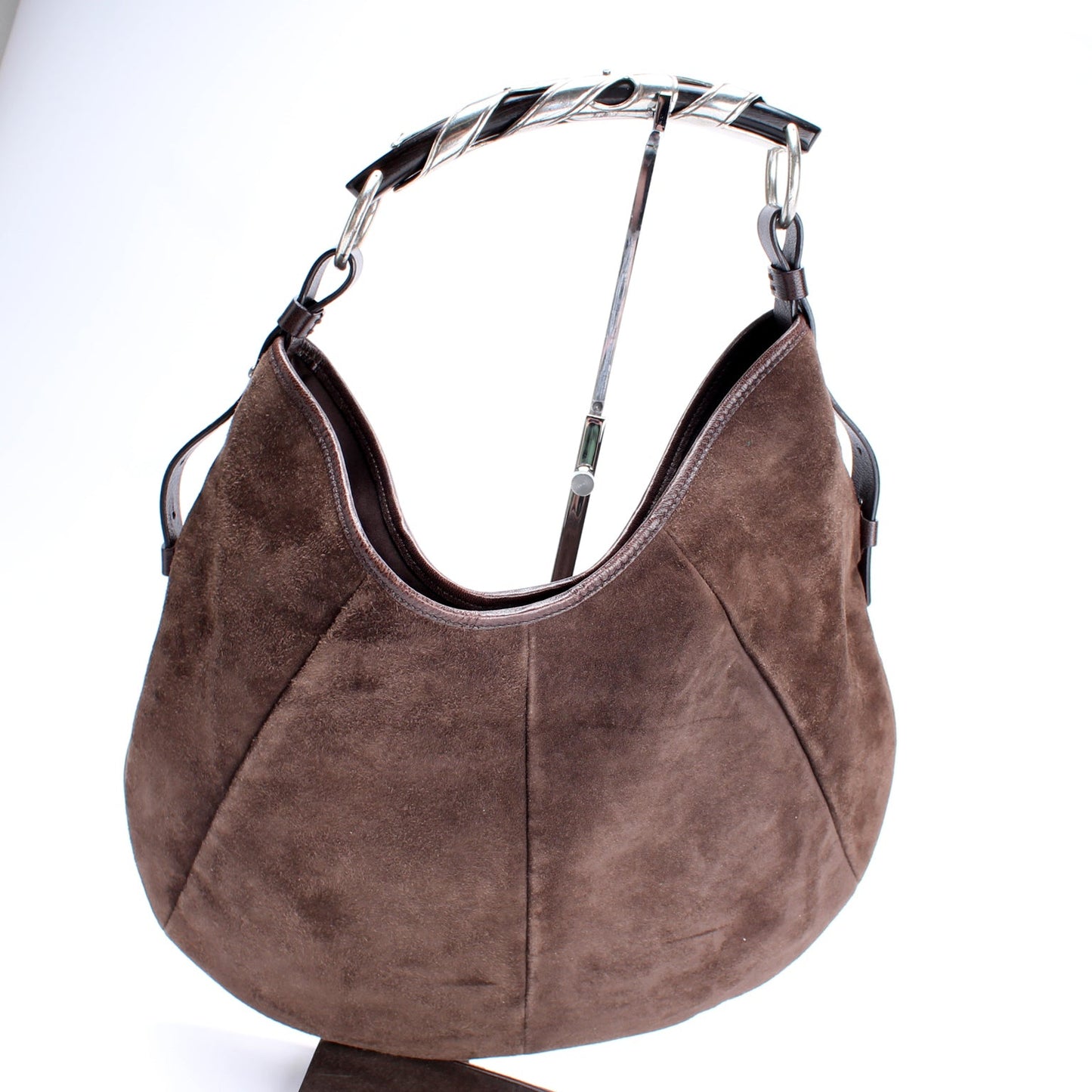 Suede Monbasa Handle Hobo Bag