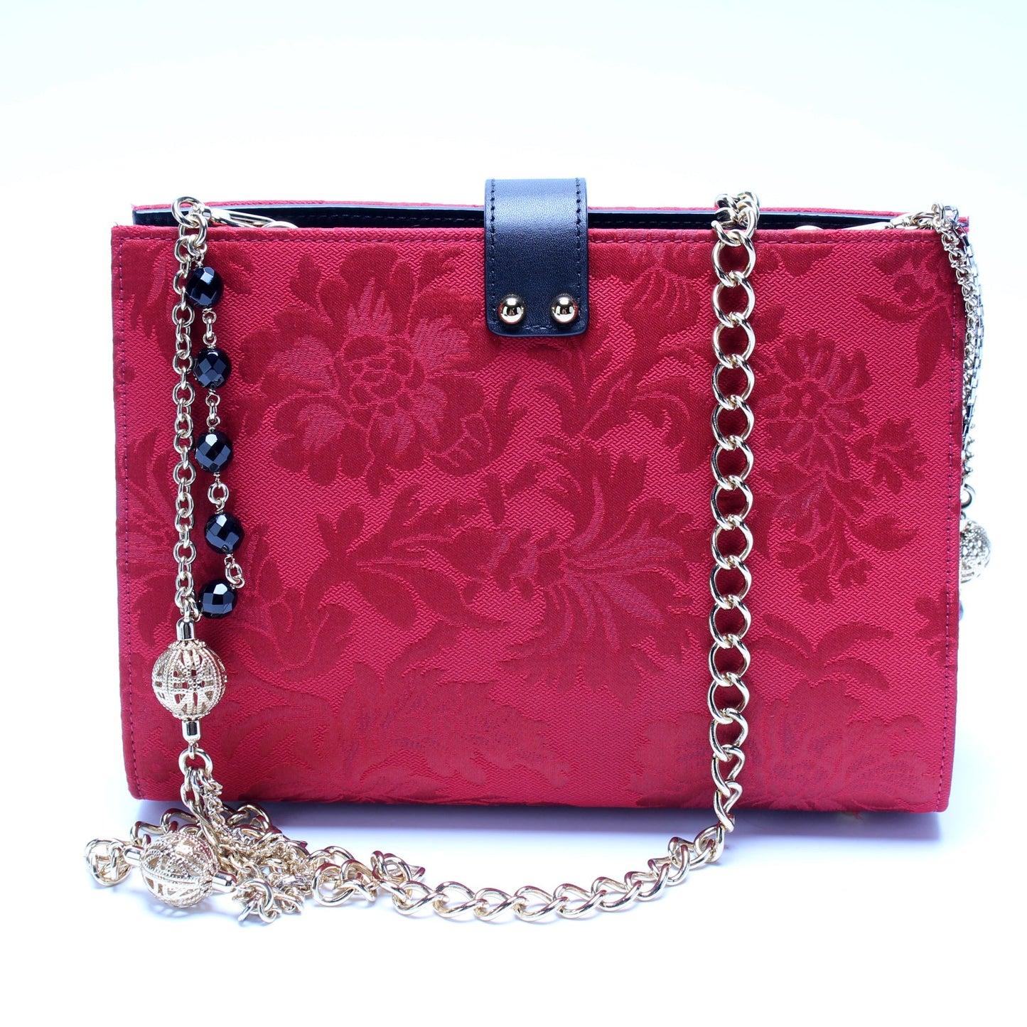 Satin Turnlock Chain Clutch