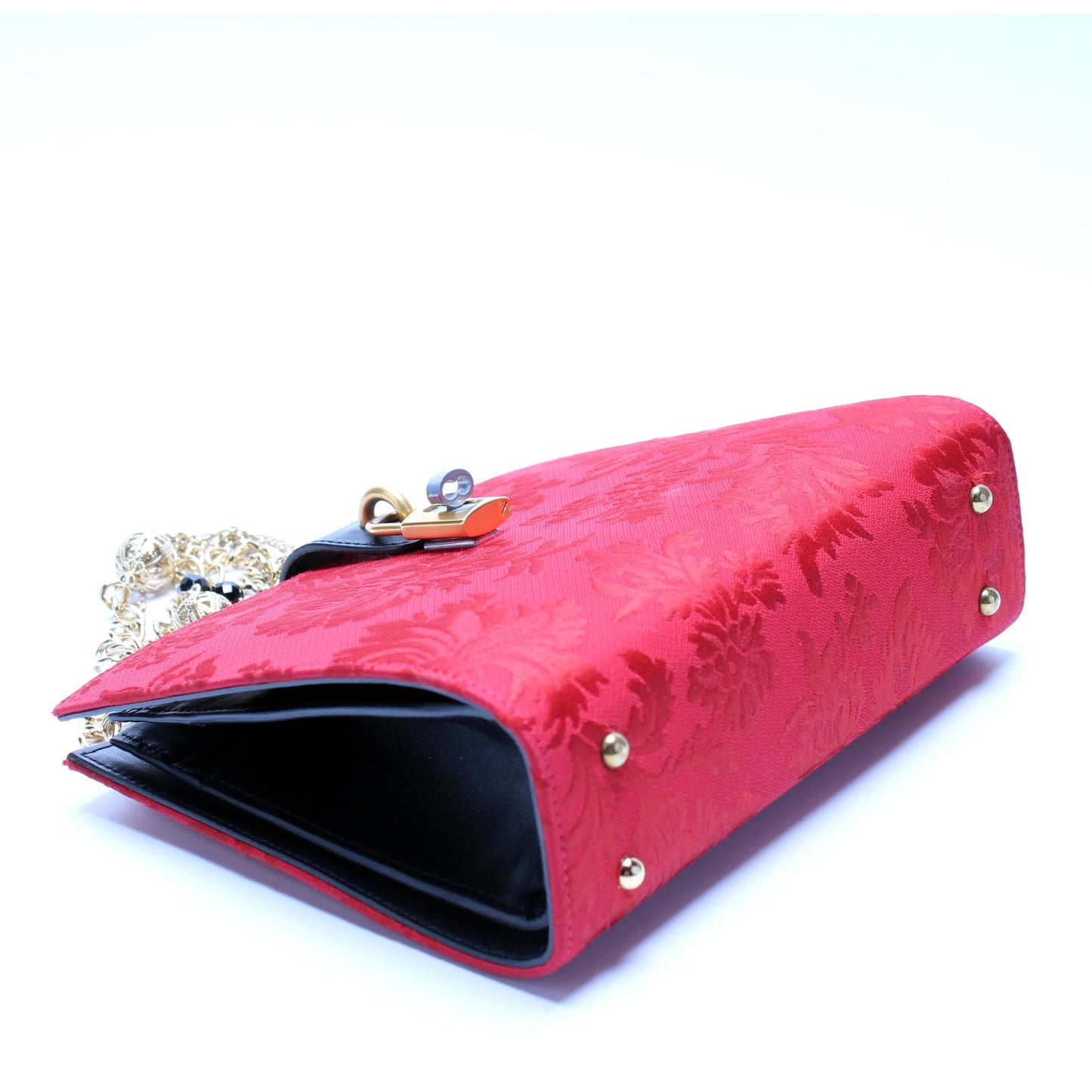 Satin Turnlock Chain Clutch