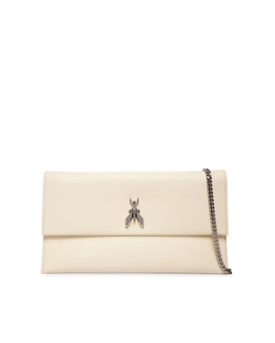 Patrizia Pepe Fly Wooly Clutch In White And Silver