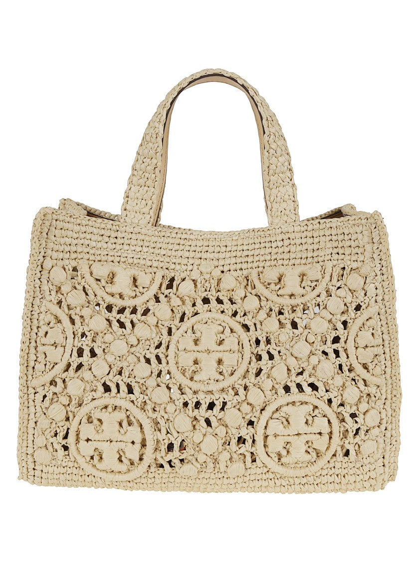Tory Burch T Monogram Raffia Square Tote