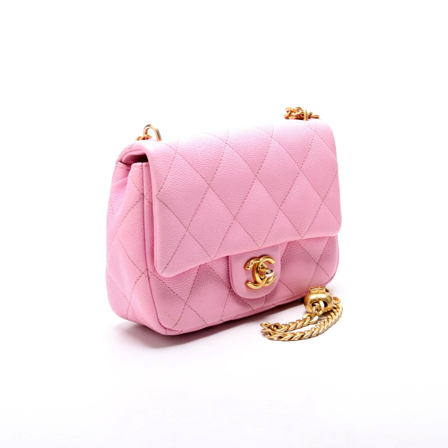 Classic Flap Mini Sweetheart Chain Caviar RFID Pink