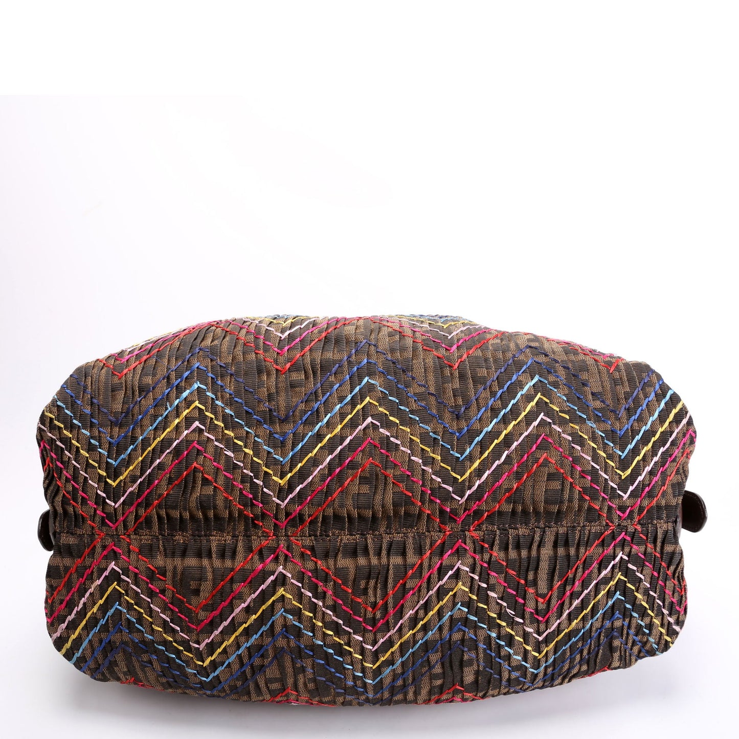 8BR579 Pleated Zucca Embroidered Doctor B Hobo Brown/Multicolor