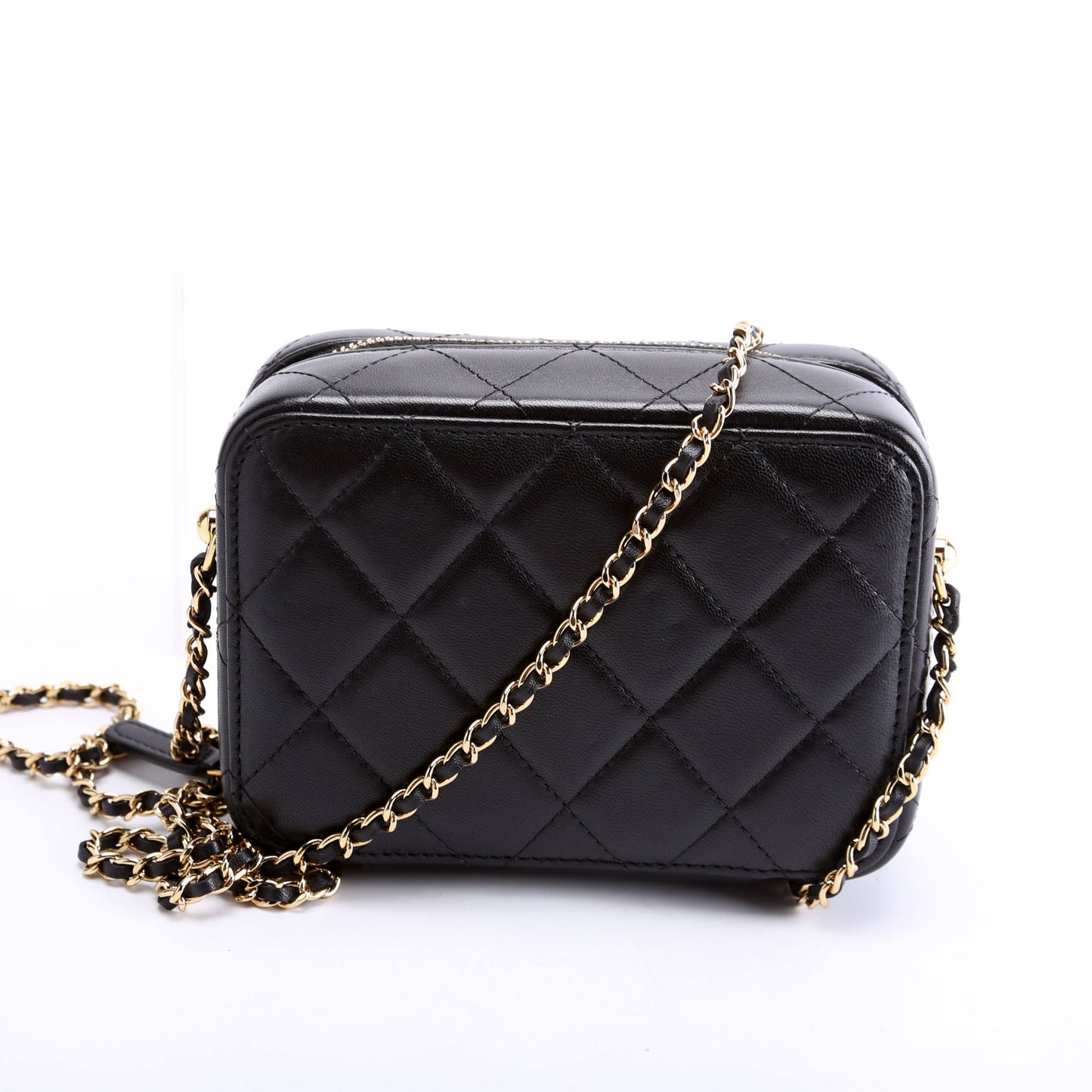 CC Quilted Mini Gold Plate Clutch With Chain 31M