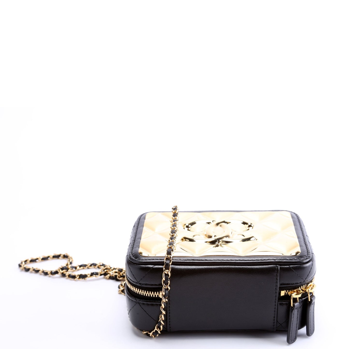 CC Quilted Mini Gold Plate Clutch With Chain 31M