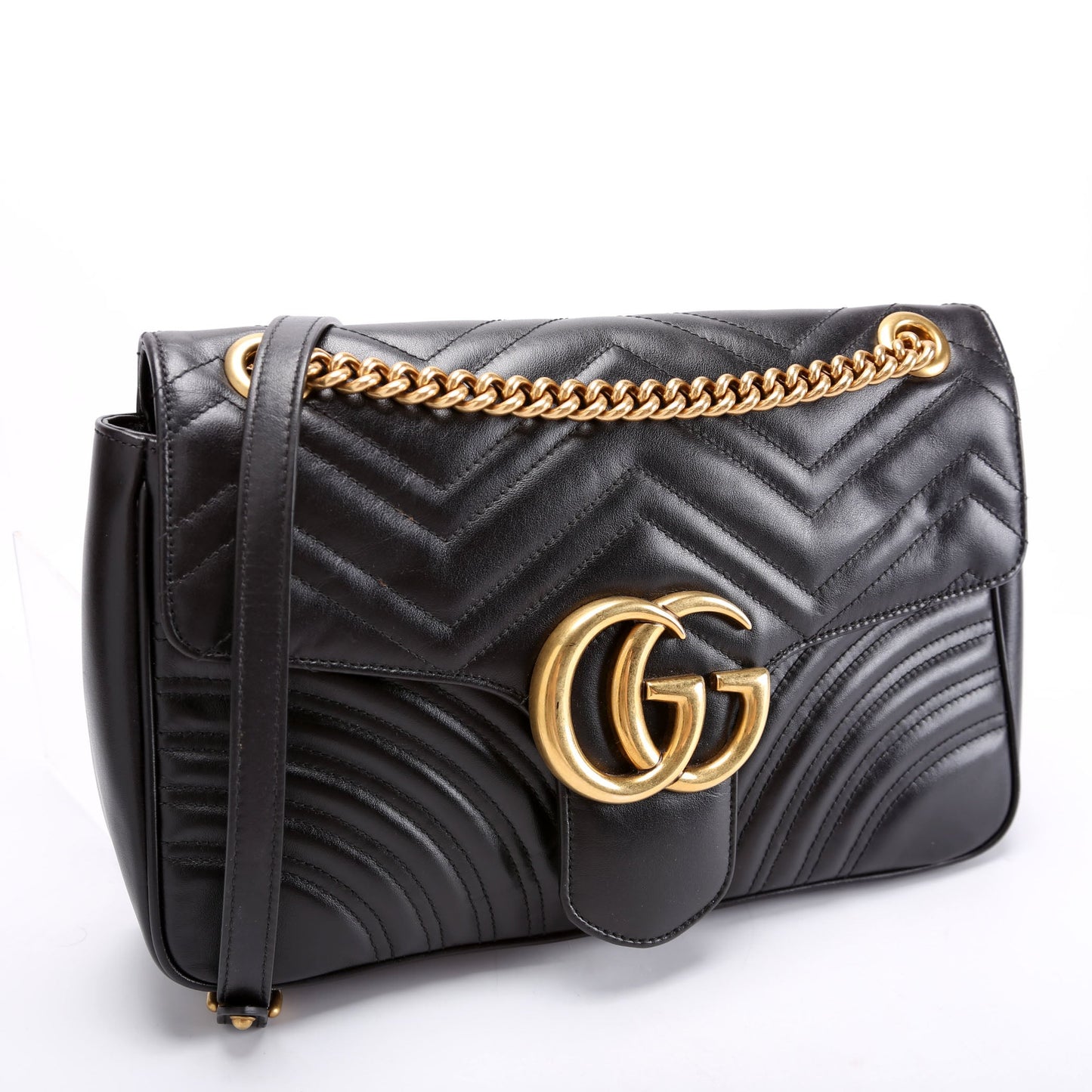 443496 Marmont Leather Shoulder Medium Black