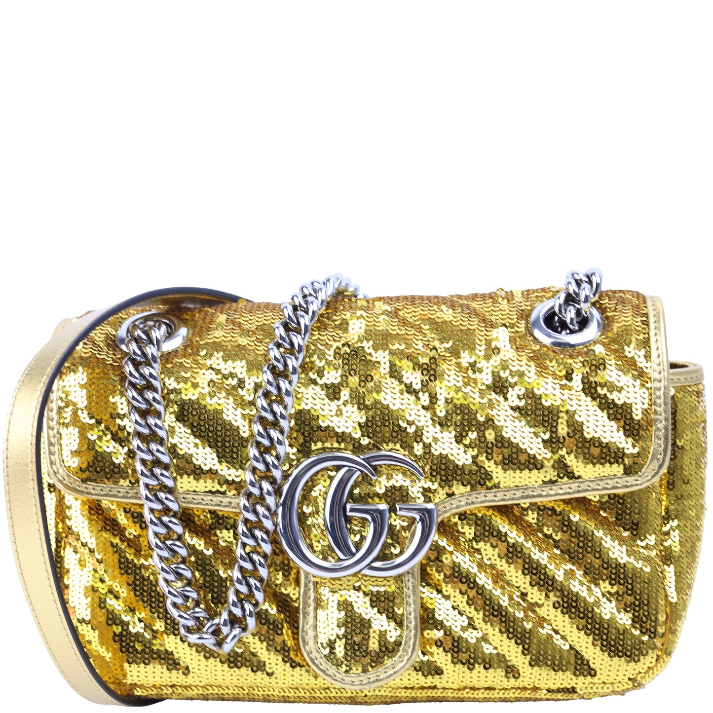 443497 Marmont Shoulder Small Flap Sequin Gold