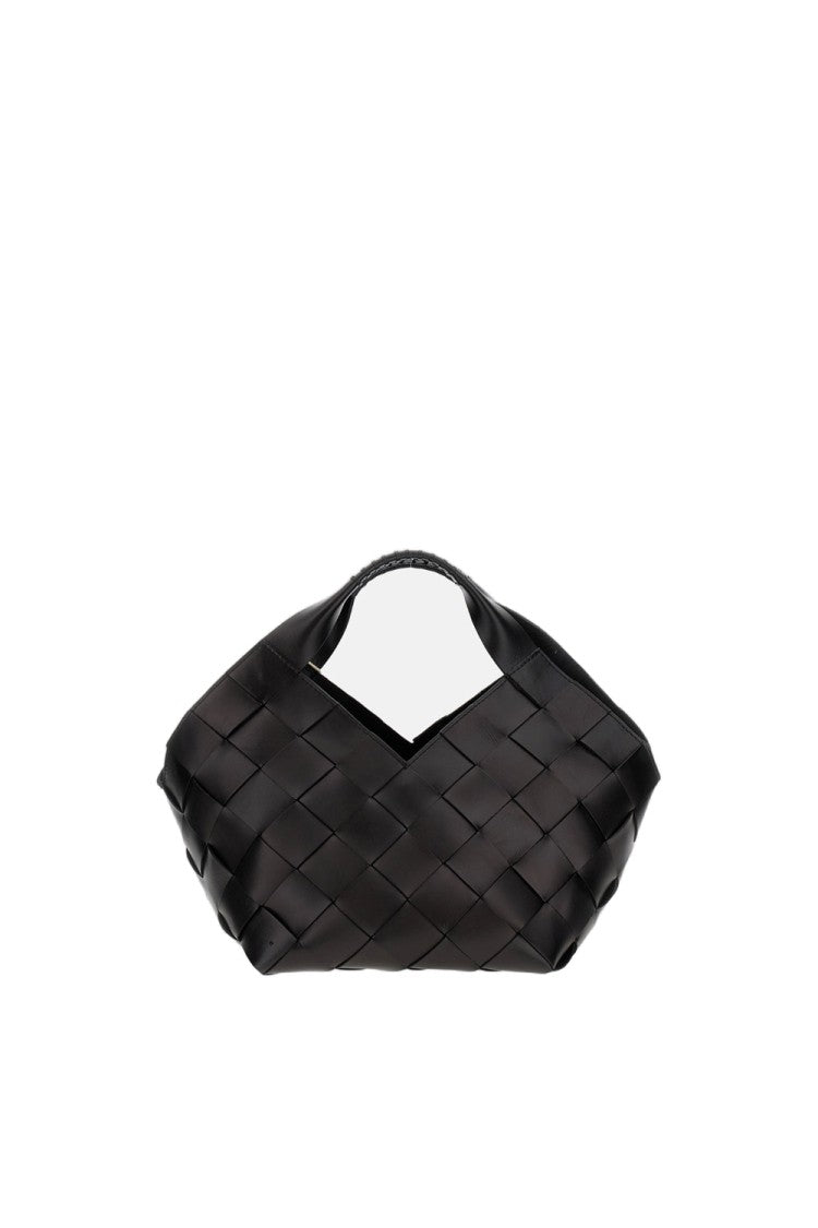 Dragon Diffusion Hand-Woven Black Leather Shoulder Bag With Removable Pouch