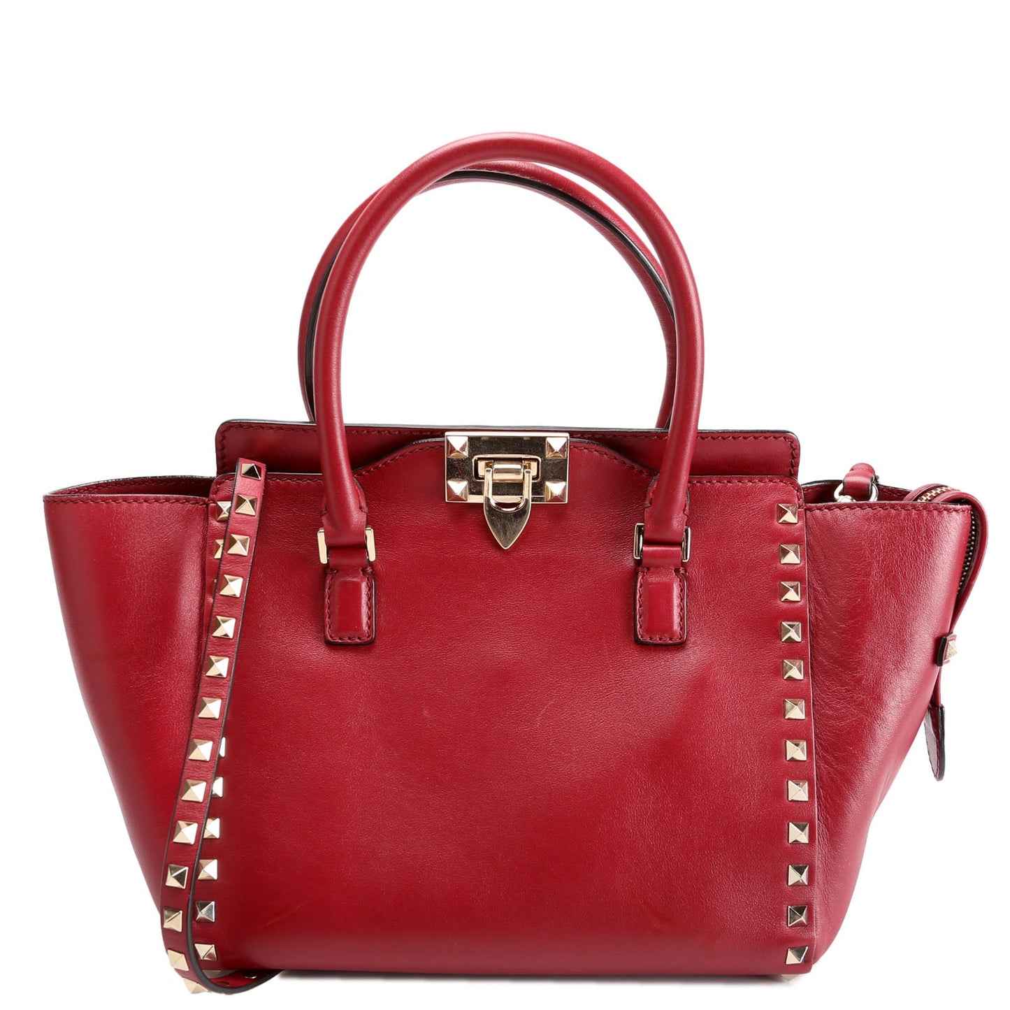 Rockstud Double Handle Tote Small Maroon
