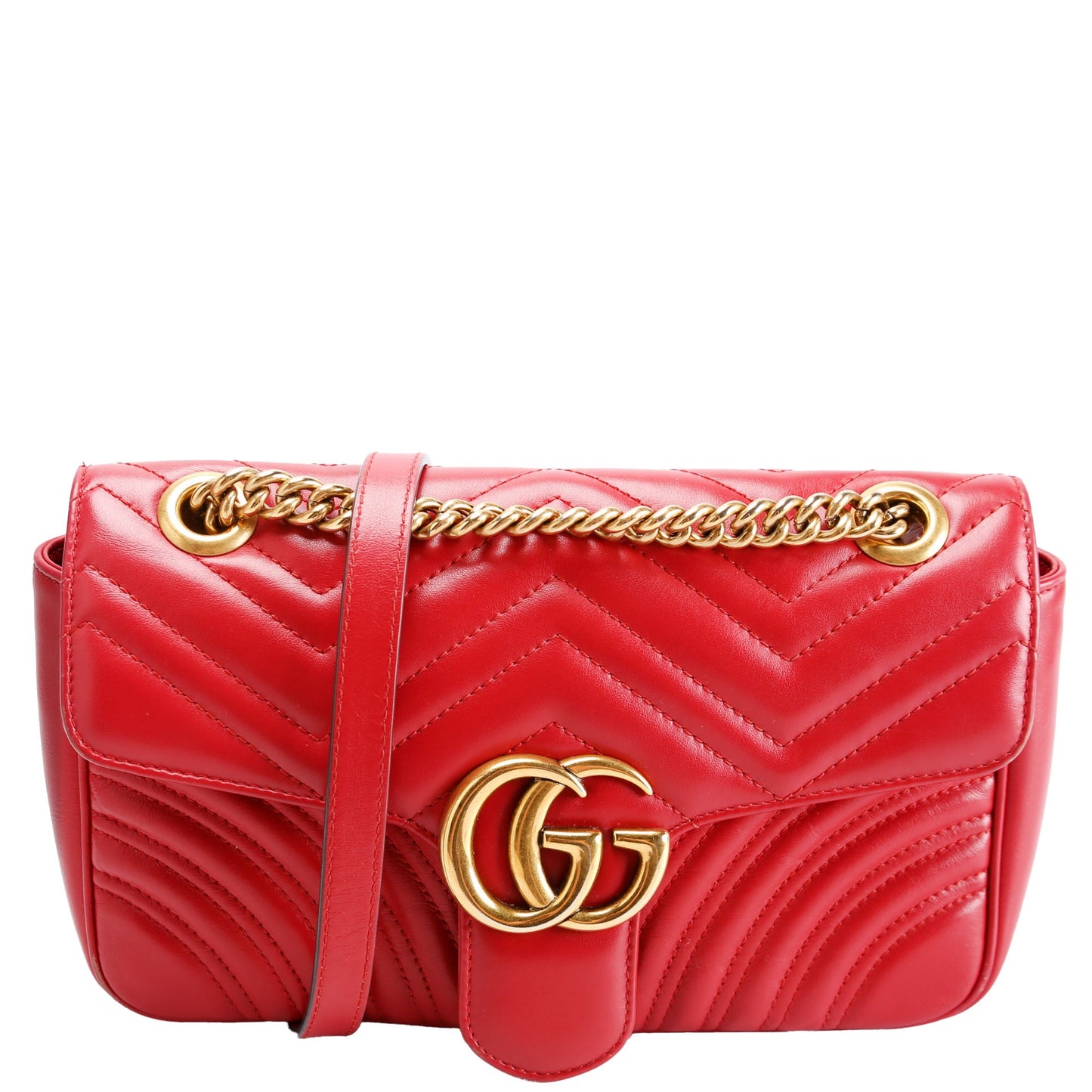 443497 Marmont Leather Shoulder Small Flap Red
