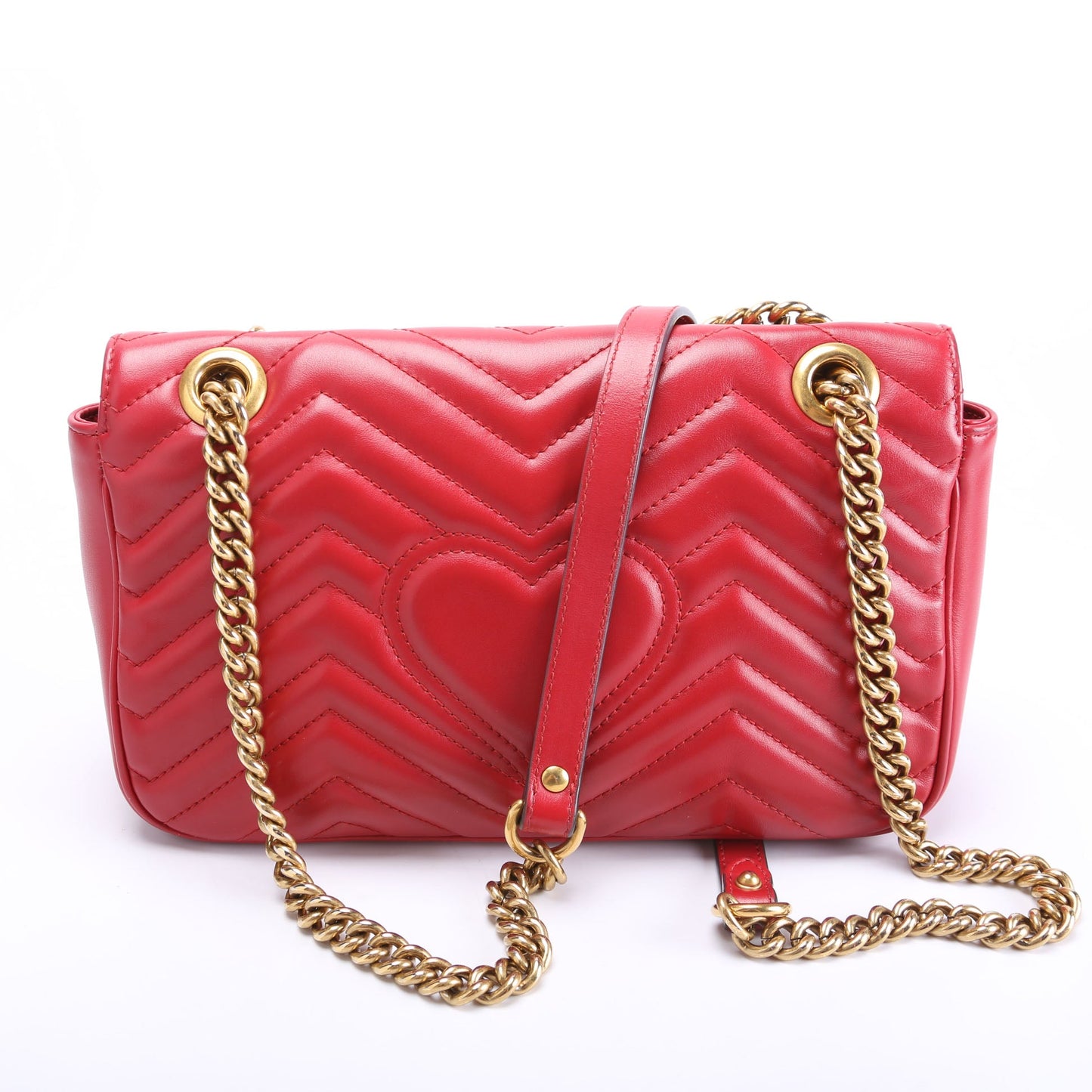443497 Marmont Leather Shoulder Small Flap Red