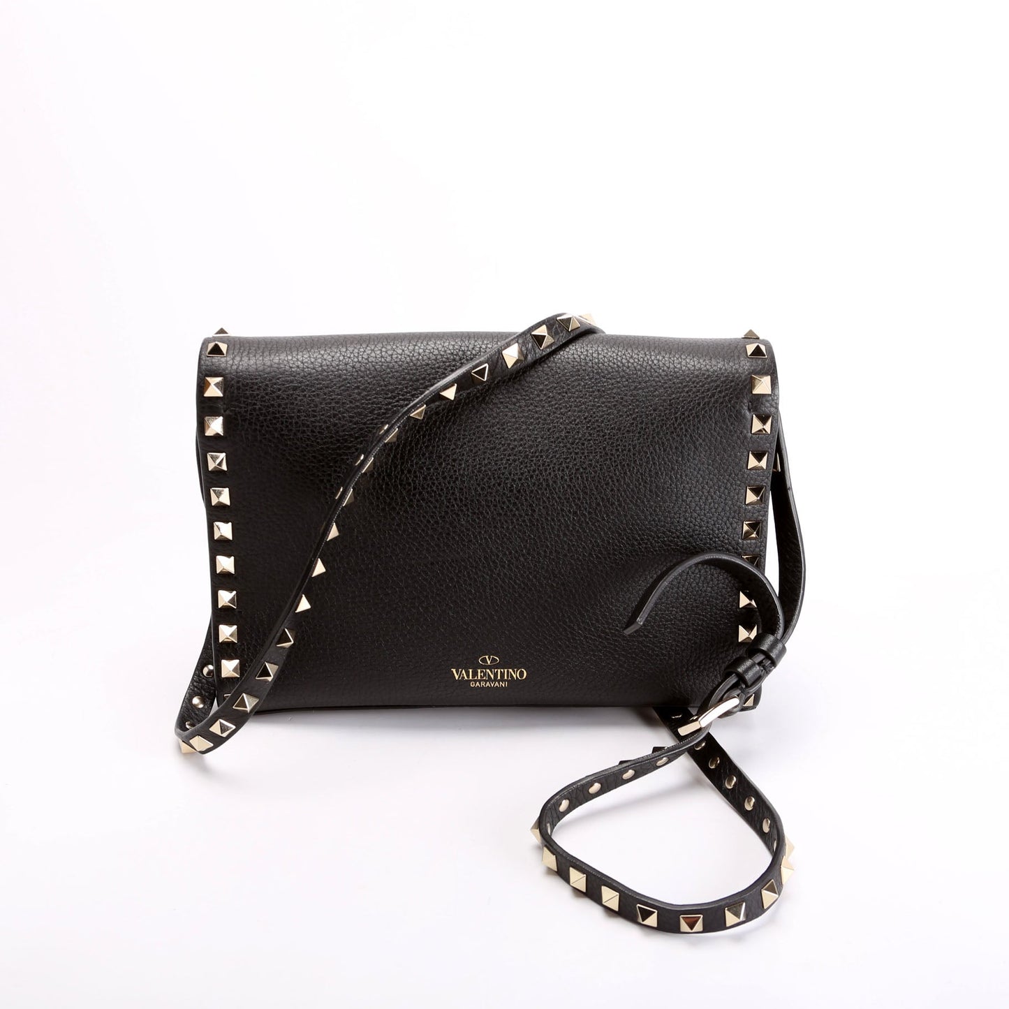 Rockstud Small FlIp Lock Crossbody Black