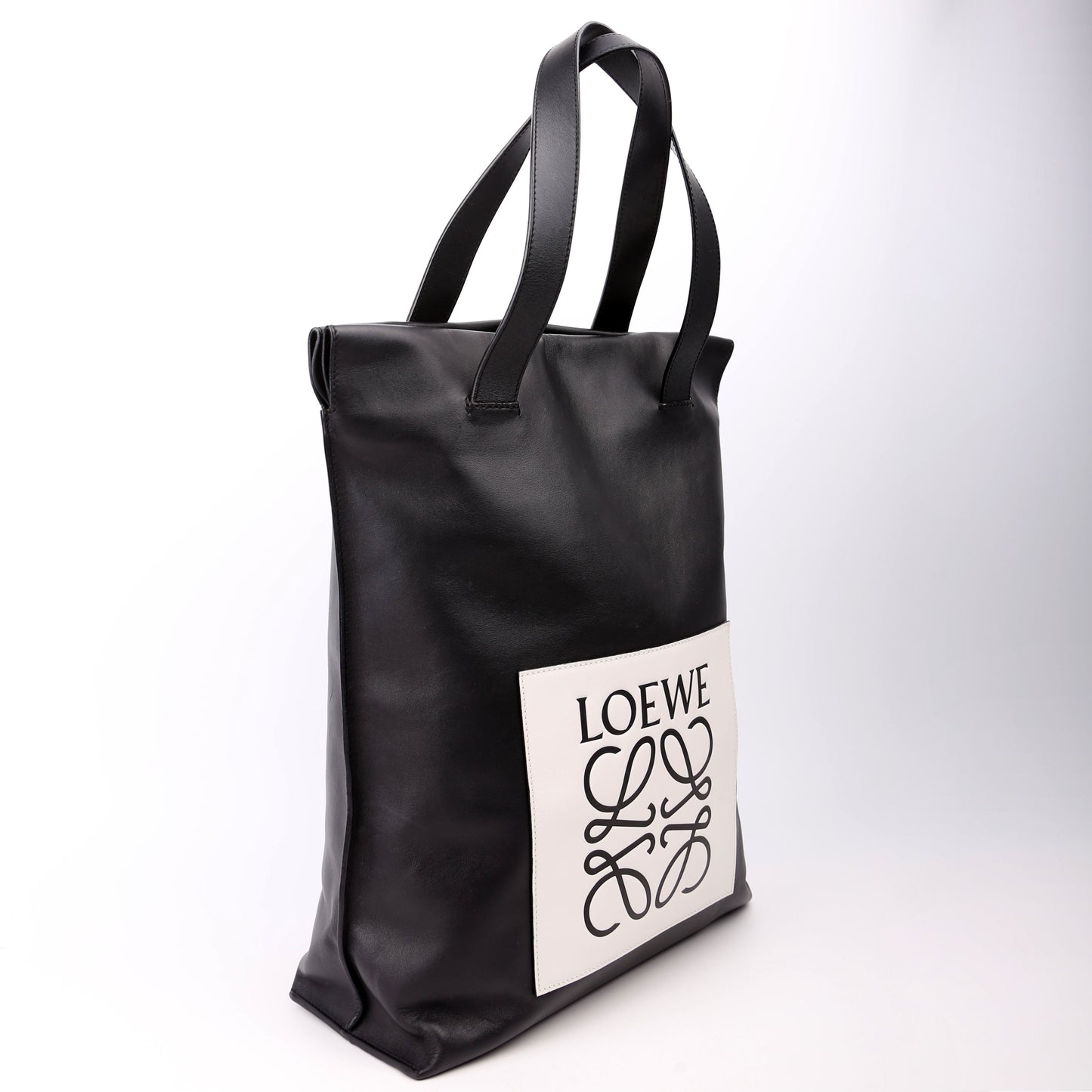 Anagram Logo Shopping Tote Leather Black