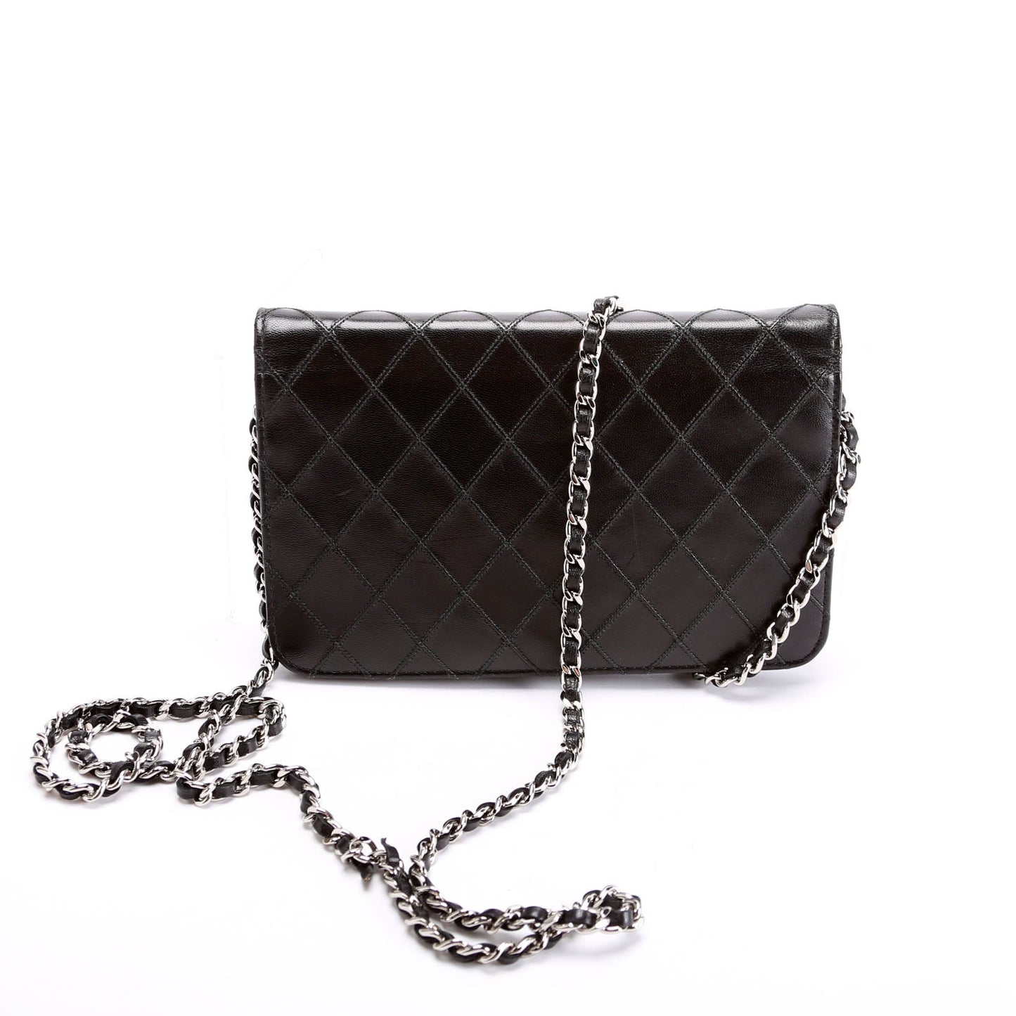 Diamond Stitch Quilted Lambskin WOC 14M Black