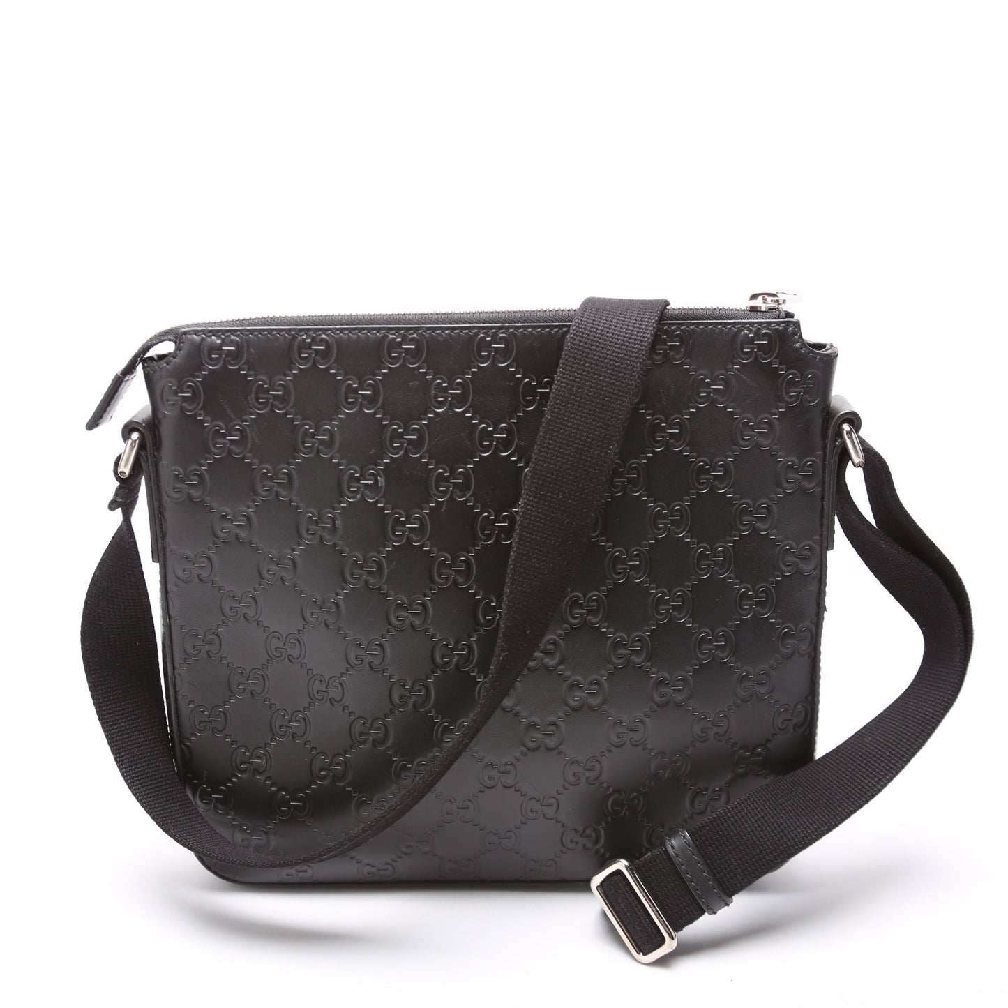 406410 Flat Messenger Small Guccissima Black