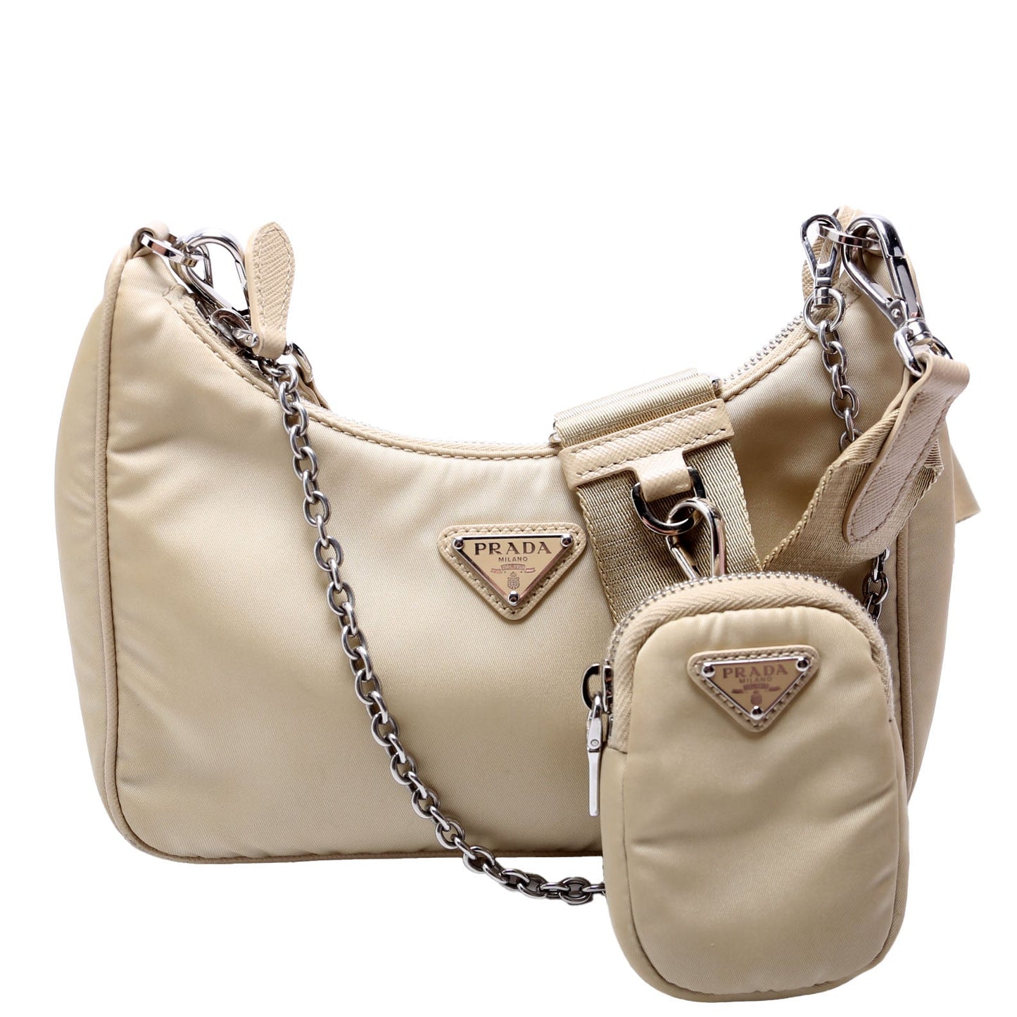 1BH204 Nylon Re-Edition 2005 Shoulder Bag Sand