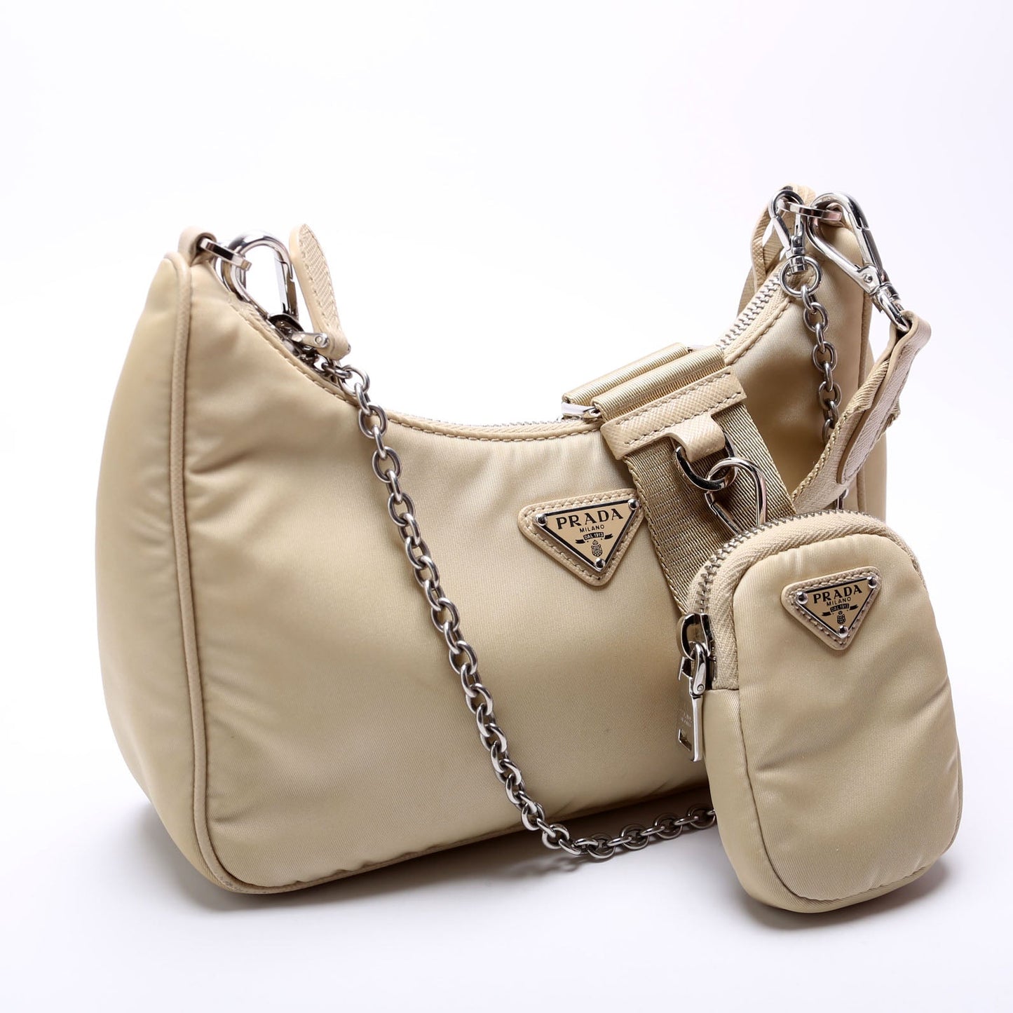 1BH204 Nylon Re-Edition 2005 Shoulder Bag Sand