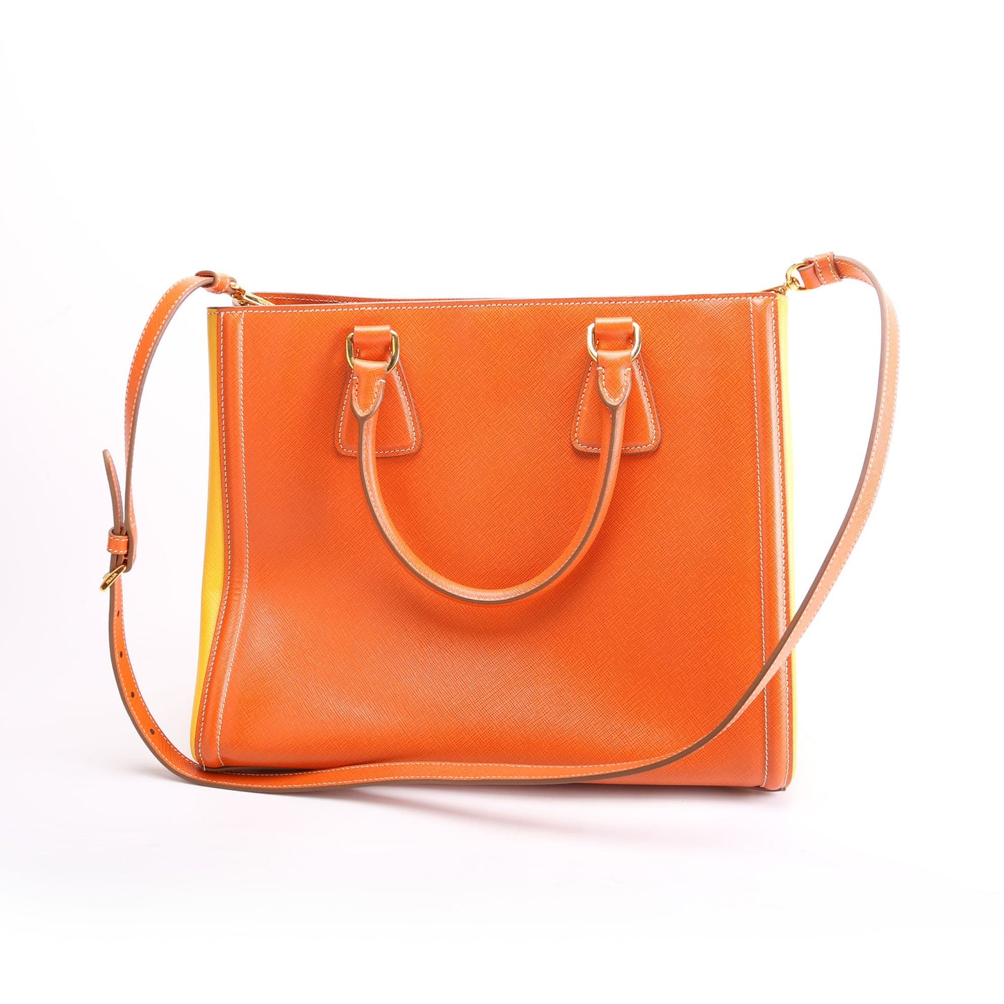 Saffiano Lux Tote Medium Orange/Yellow