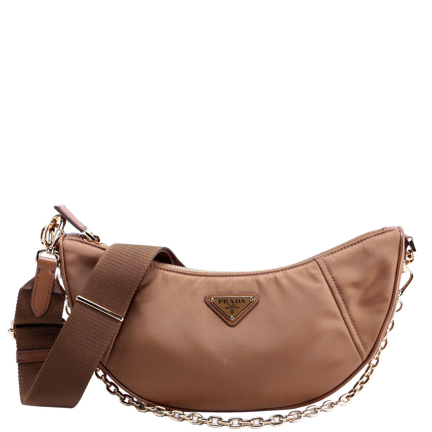 1BH222 Demi-Lune Re-Nylon Shoulder Tan