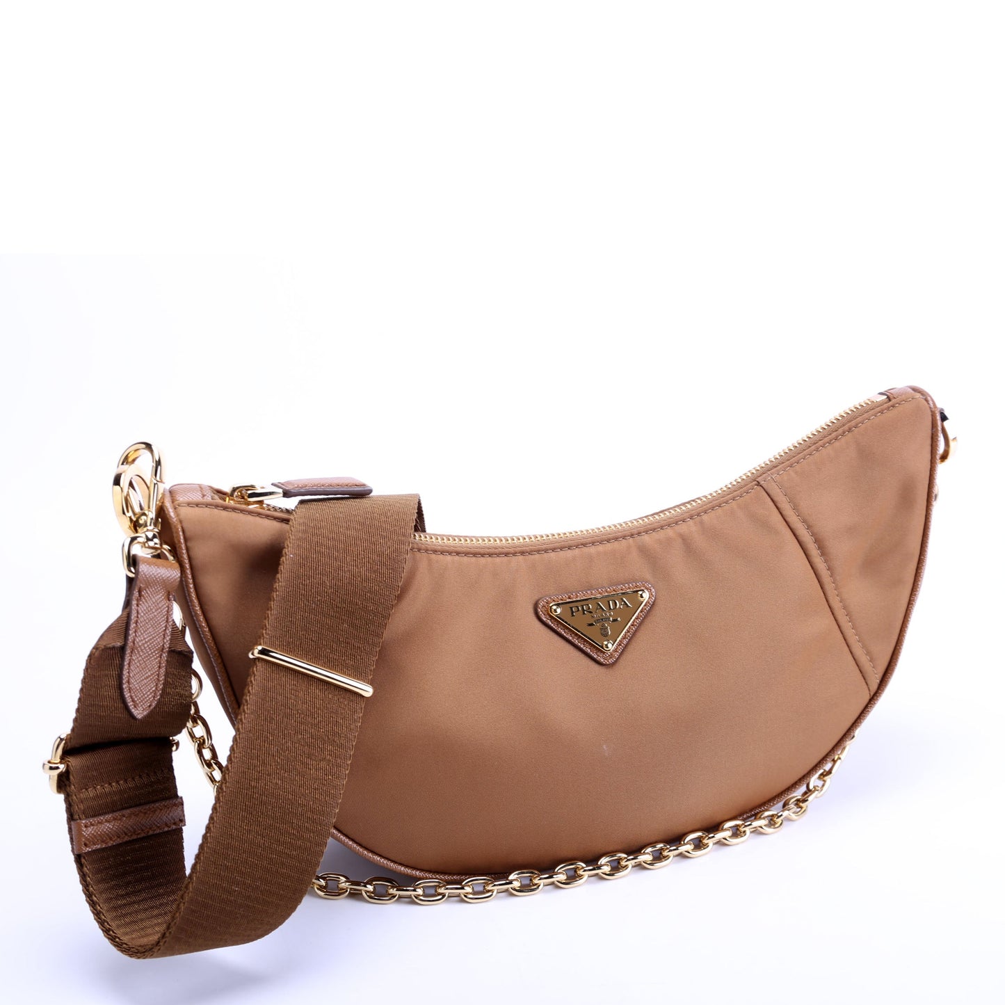 1BH222 Demi-Lune Re-Nylon Shoulder Tan