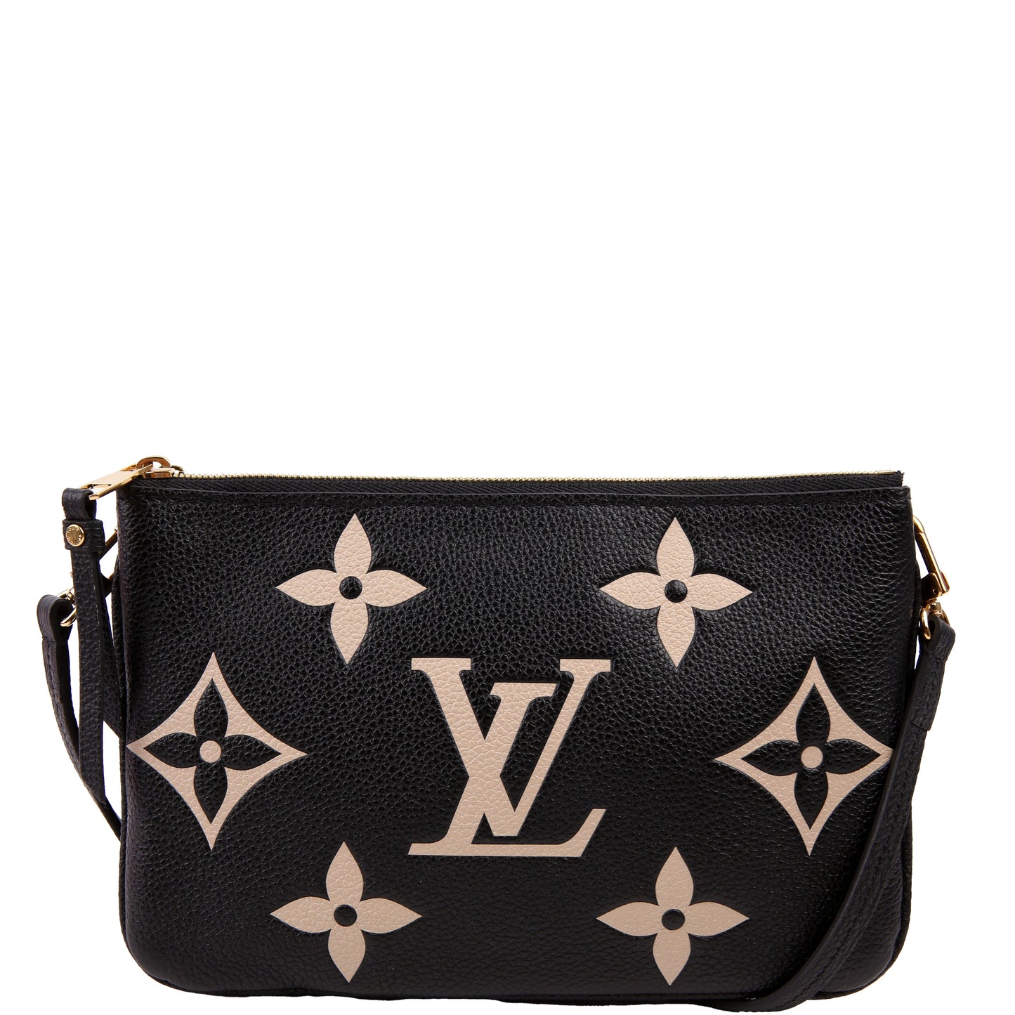 Double Zip Pochette Bicolor Empreinte Black