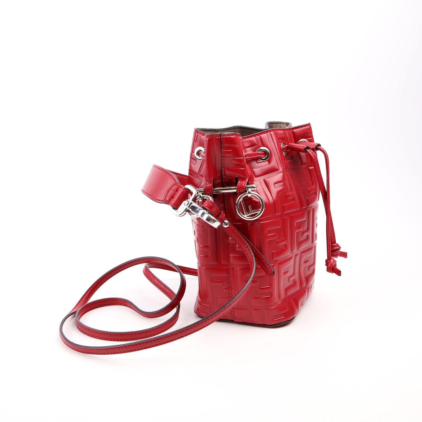 8BS010 Mon Tresor Mini Bucket Leather FF Red