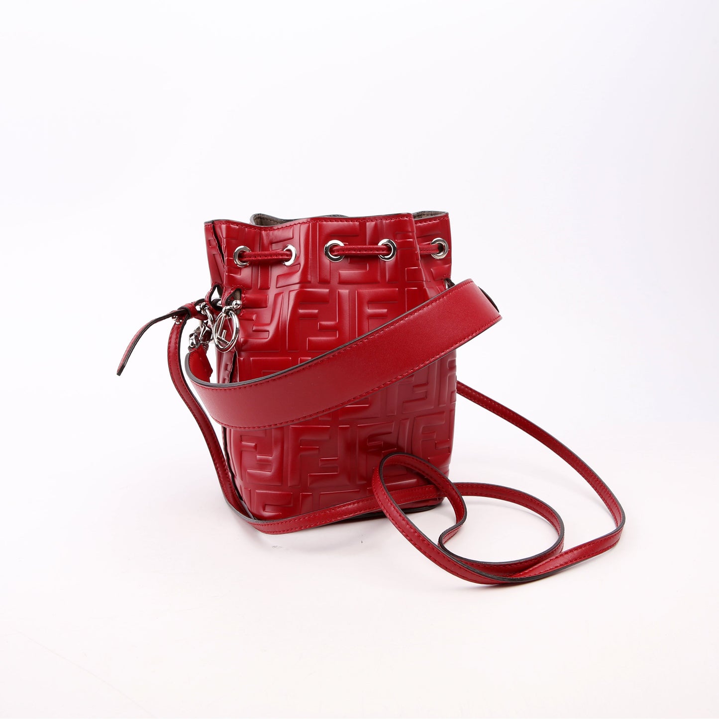 8BS010 Mon Tresor Mini Bucket Leather FF Red