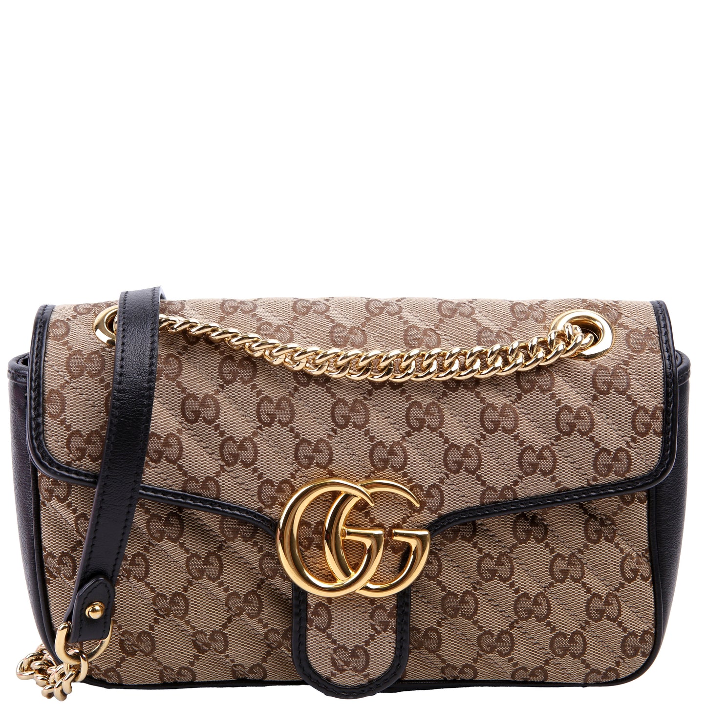 443497 Marmont GG Canvas Shoulder Small Flap Black