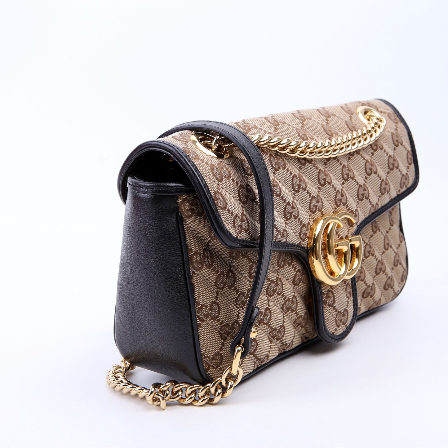 443497 Marmont GG Canvas Shoulder Small Flap Black