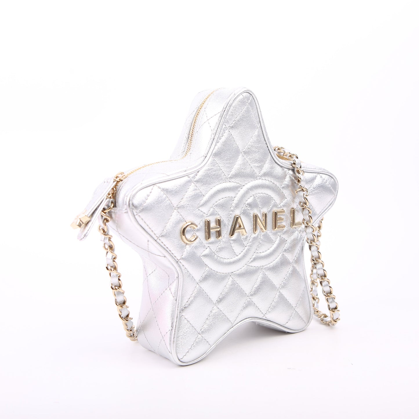 Walk Of Fame Star Bag Metallic Lambskin RFID Silver