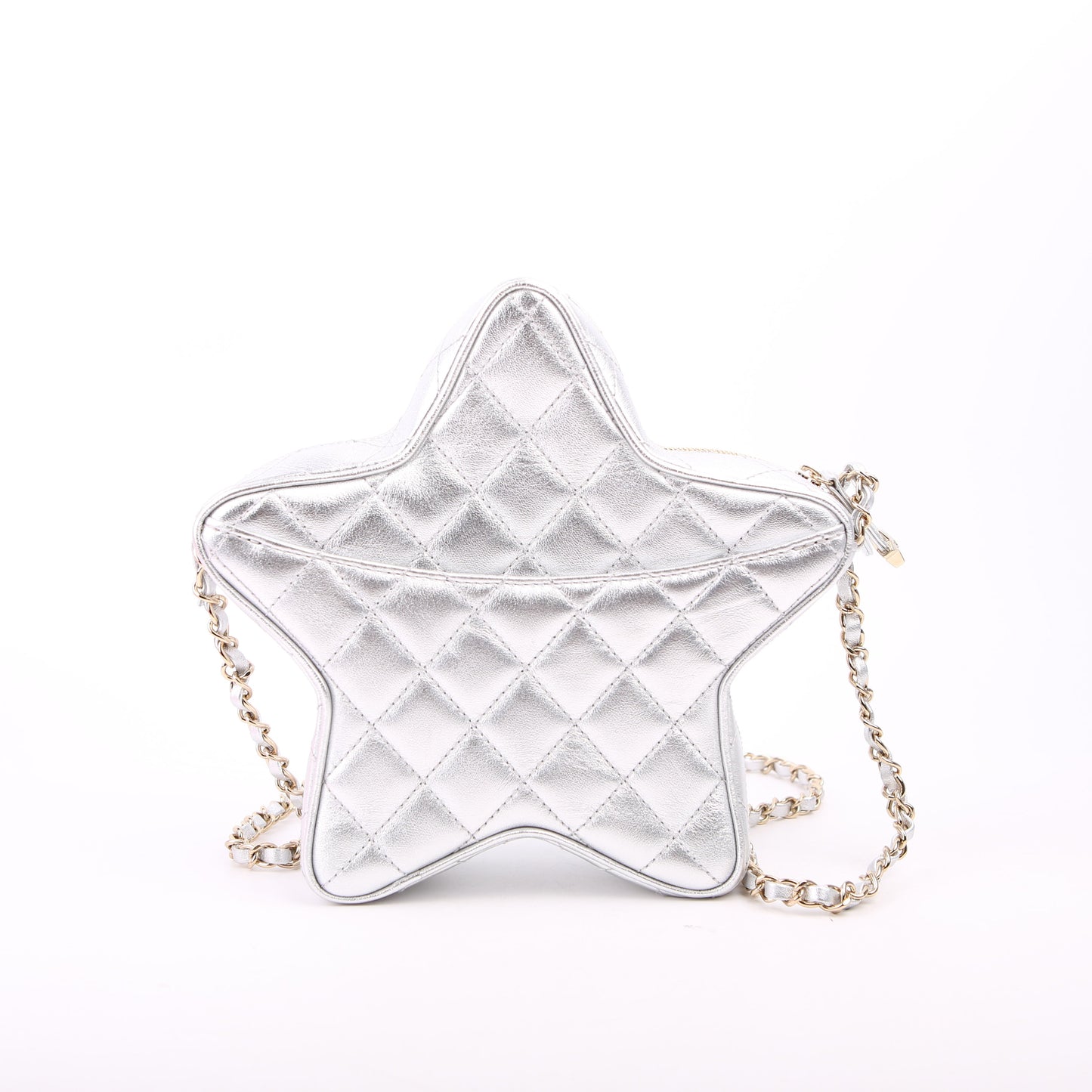 Walk Of Fame Star Bag Metallic Lambskin RFID Silver