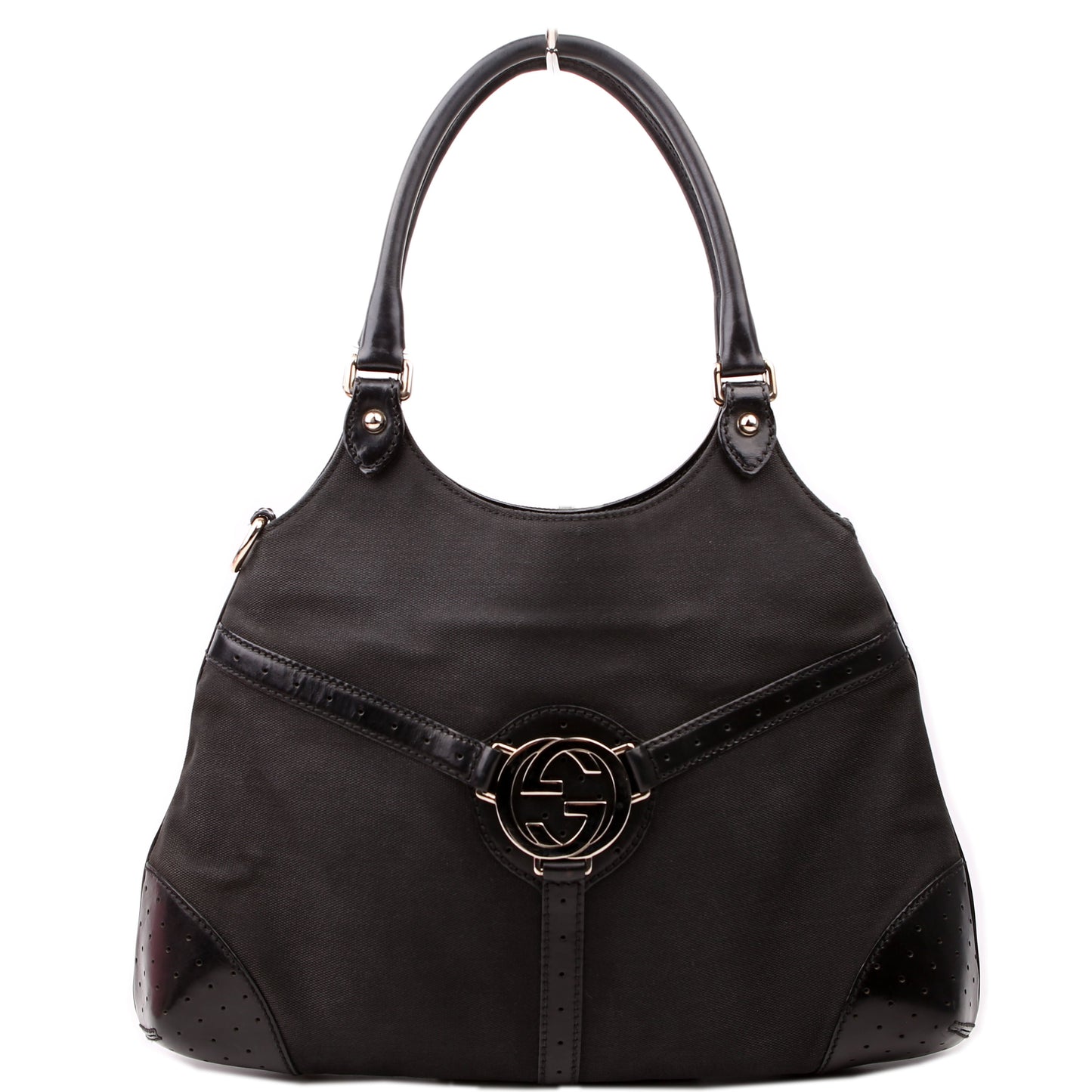 114875 Reins Hobo Canvas/Perforated Leather Black