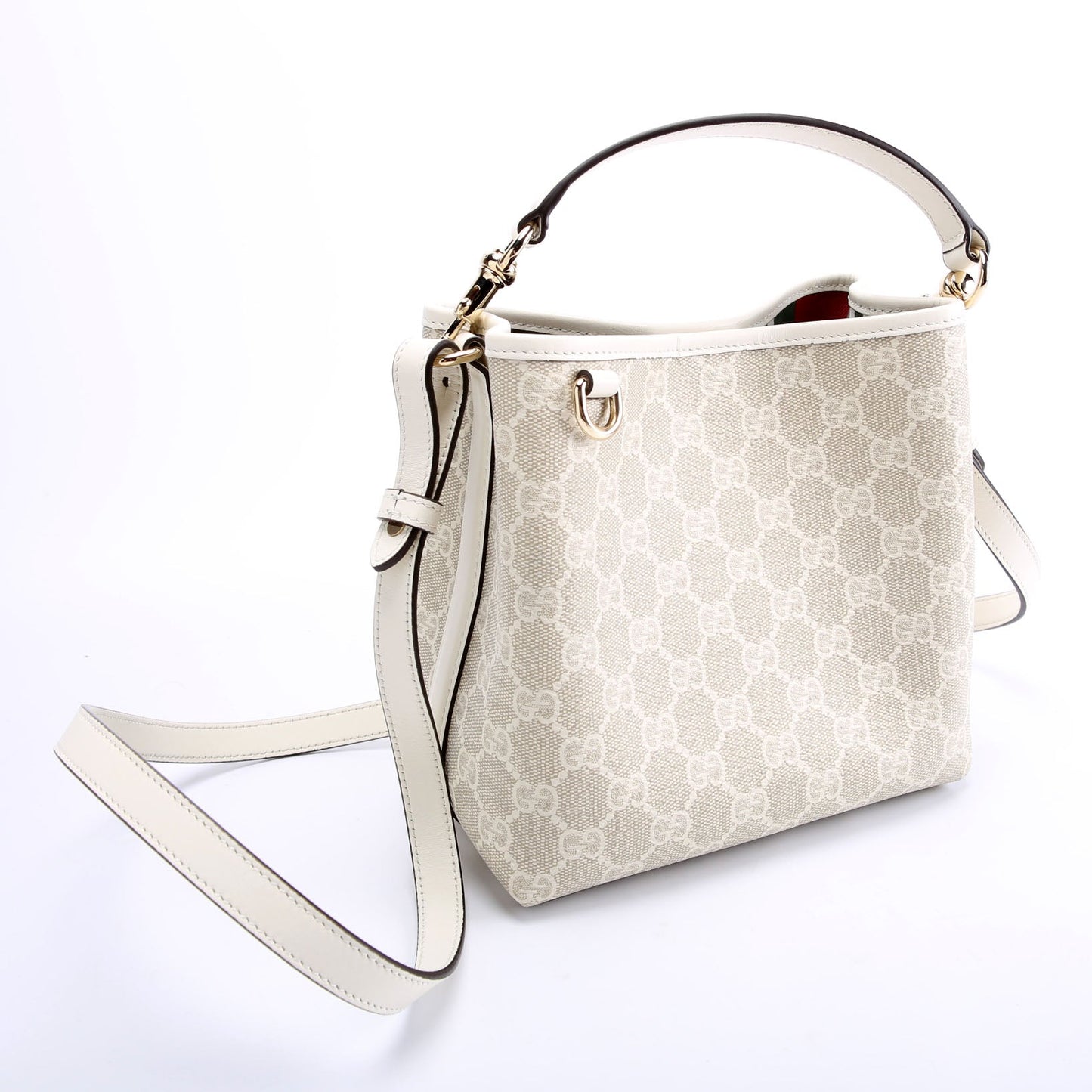 815118 GG Emblem Bucket Small Ivory