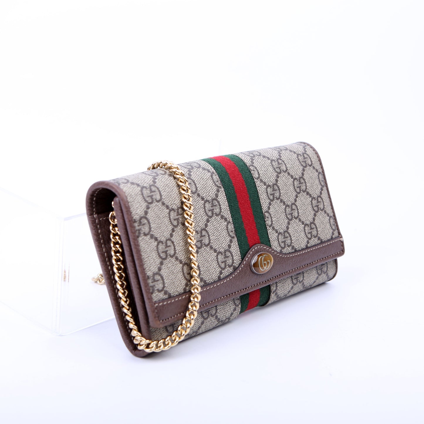 546592 Ophidia GG Supreme Chain Wallet Brown
