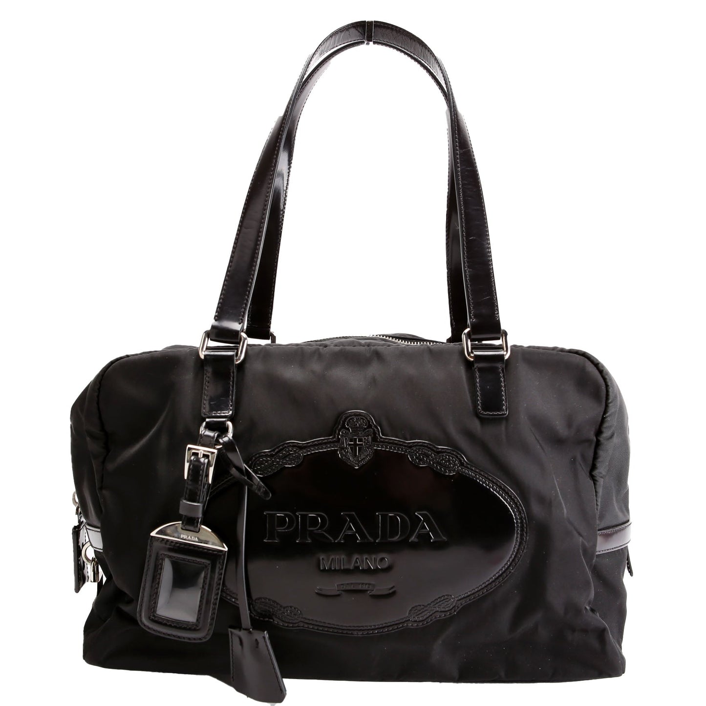 Canapa Tessuto Nylon Patent Leather shoulder Bag Black/Silver