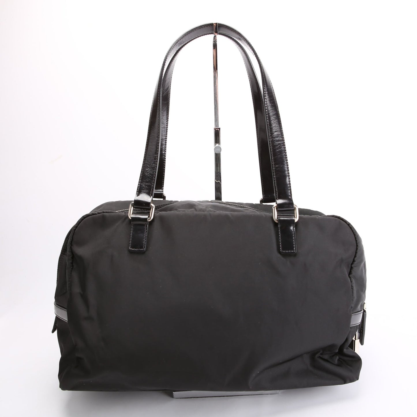 Canapa Tessuto Nylon Patent Leather shoulder Bag Black/Silver