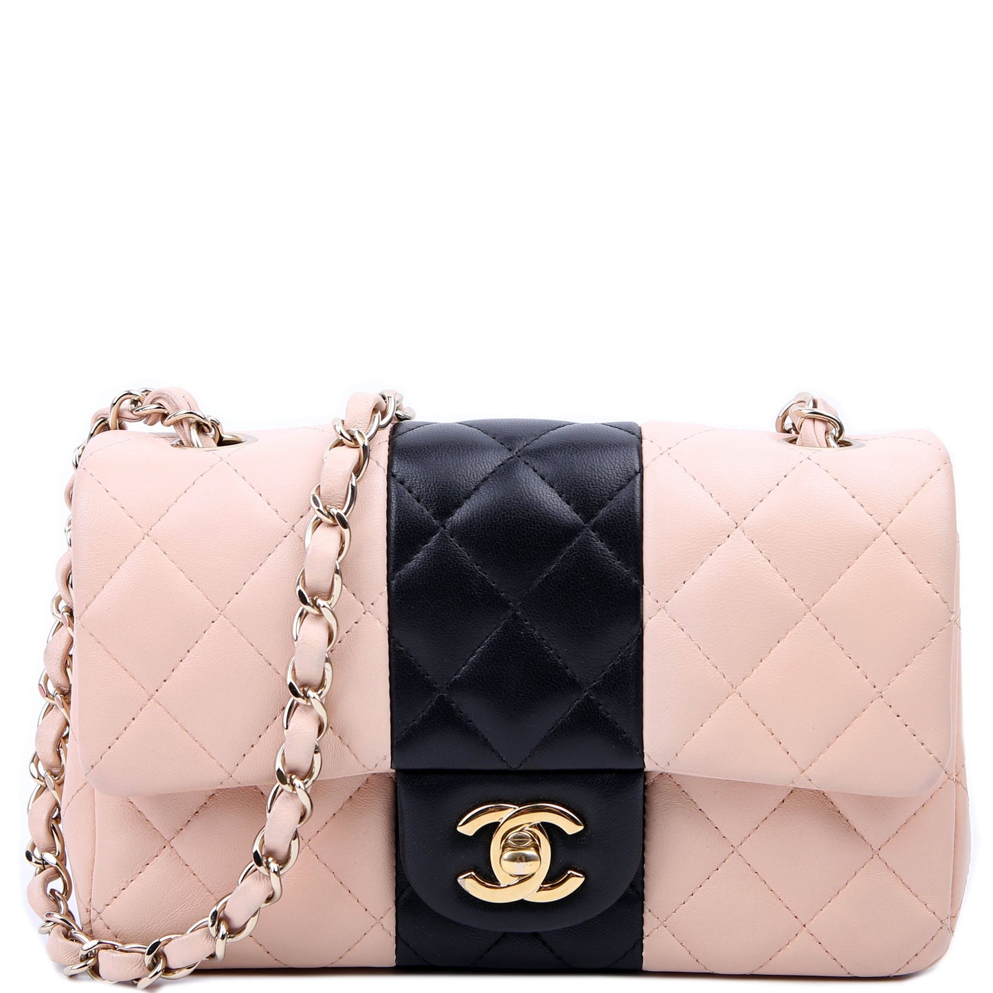 Classic Flap Mini Rectangle Lambskin RFID Black/Pink