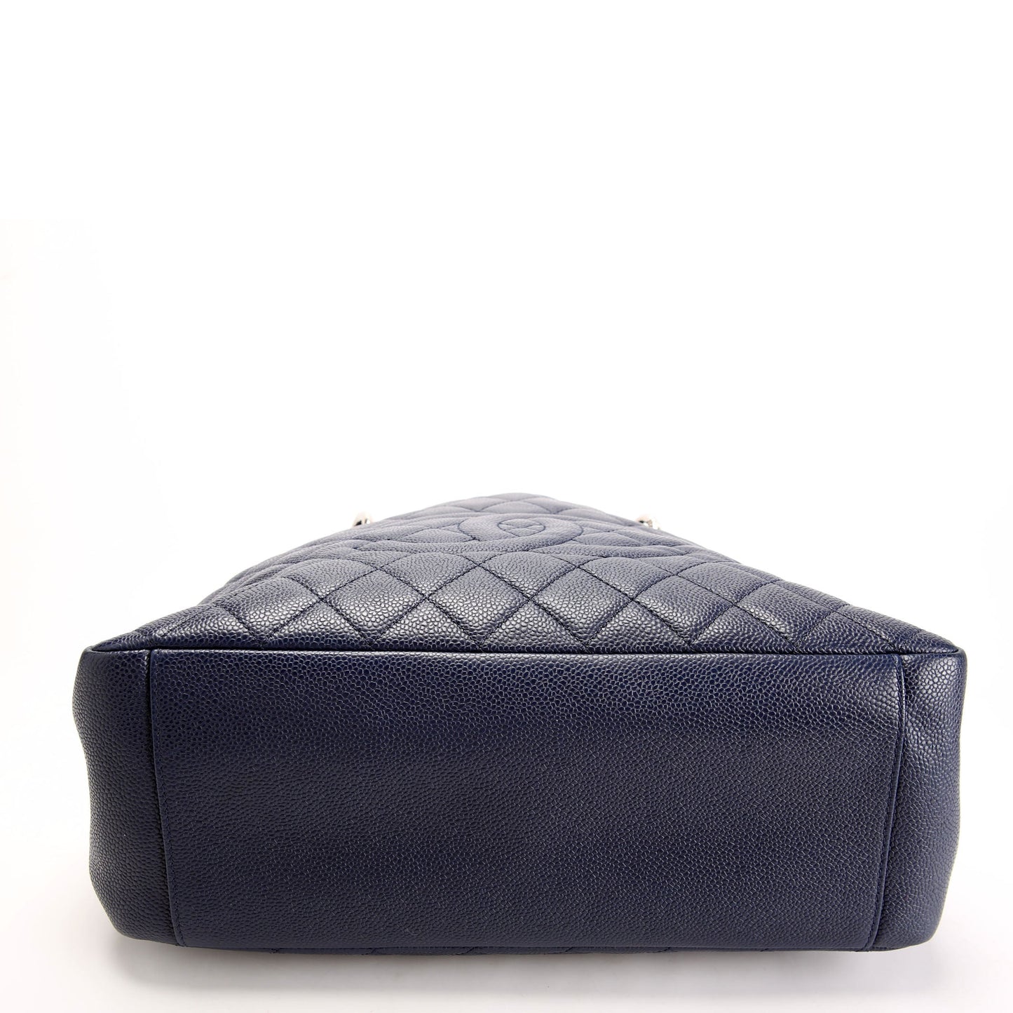 Grand Shopping Tote Caviar 18M Navy/Silver