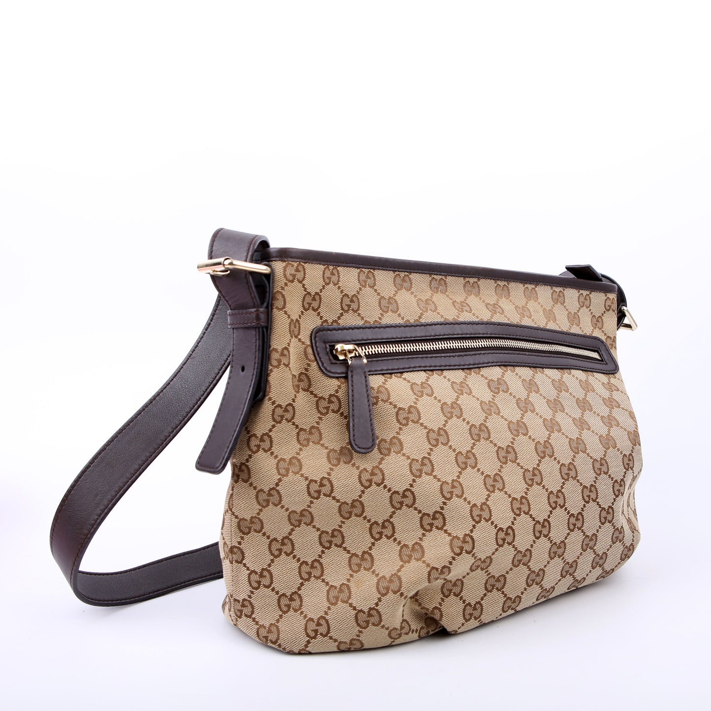 388930 GG Canvas Shoulder Bag Brown