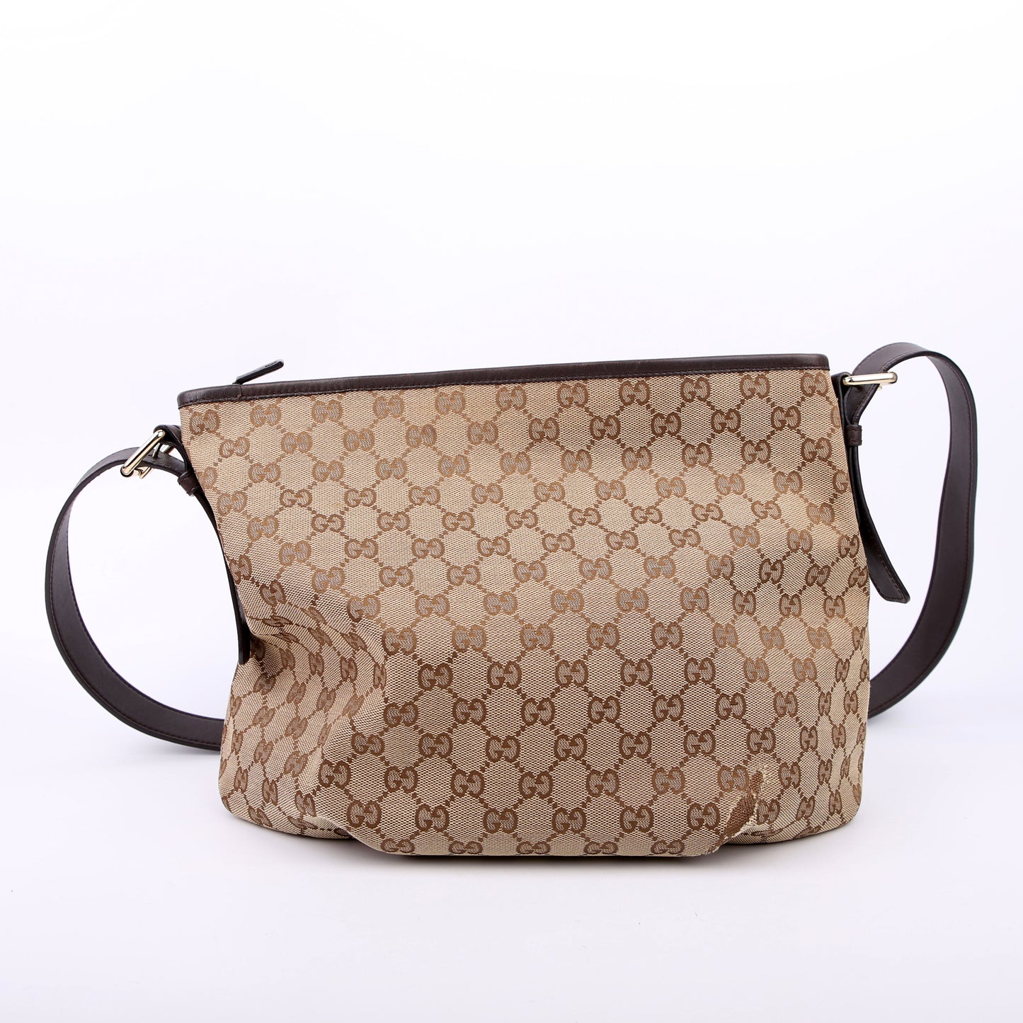 388930 GG Canvas Shoulder Bag Brown