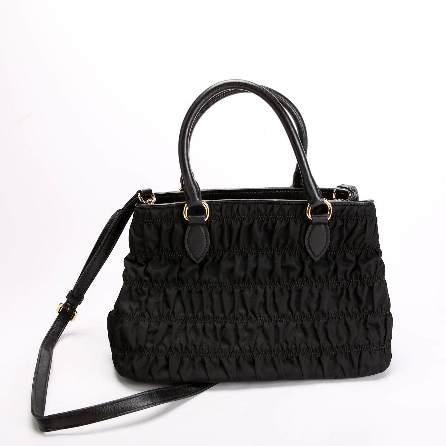 1BA173 Tessuto Gaufre Nylon Small Satchel Black