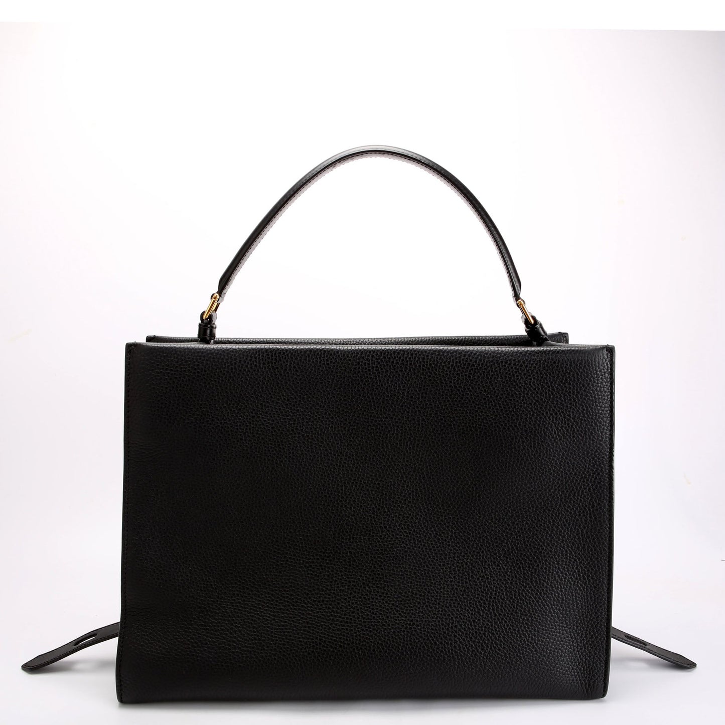 Hollywood T Twist Leather Tote Black