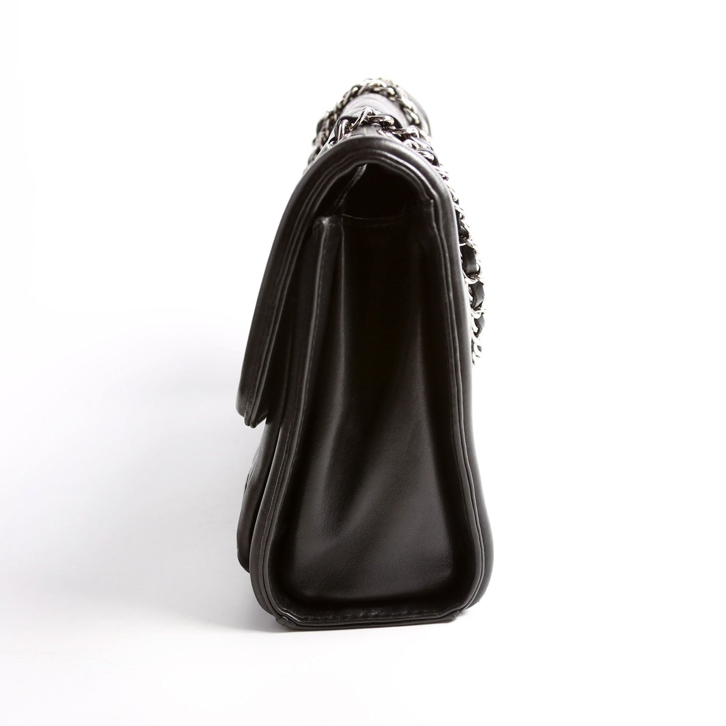 Geometric Large Flap Bag Lambskin 21M Black
