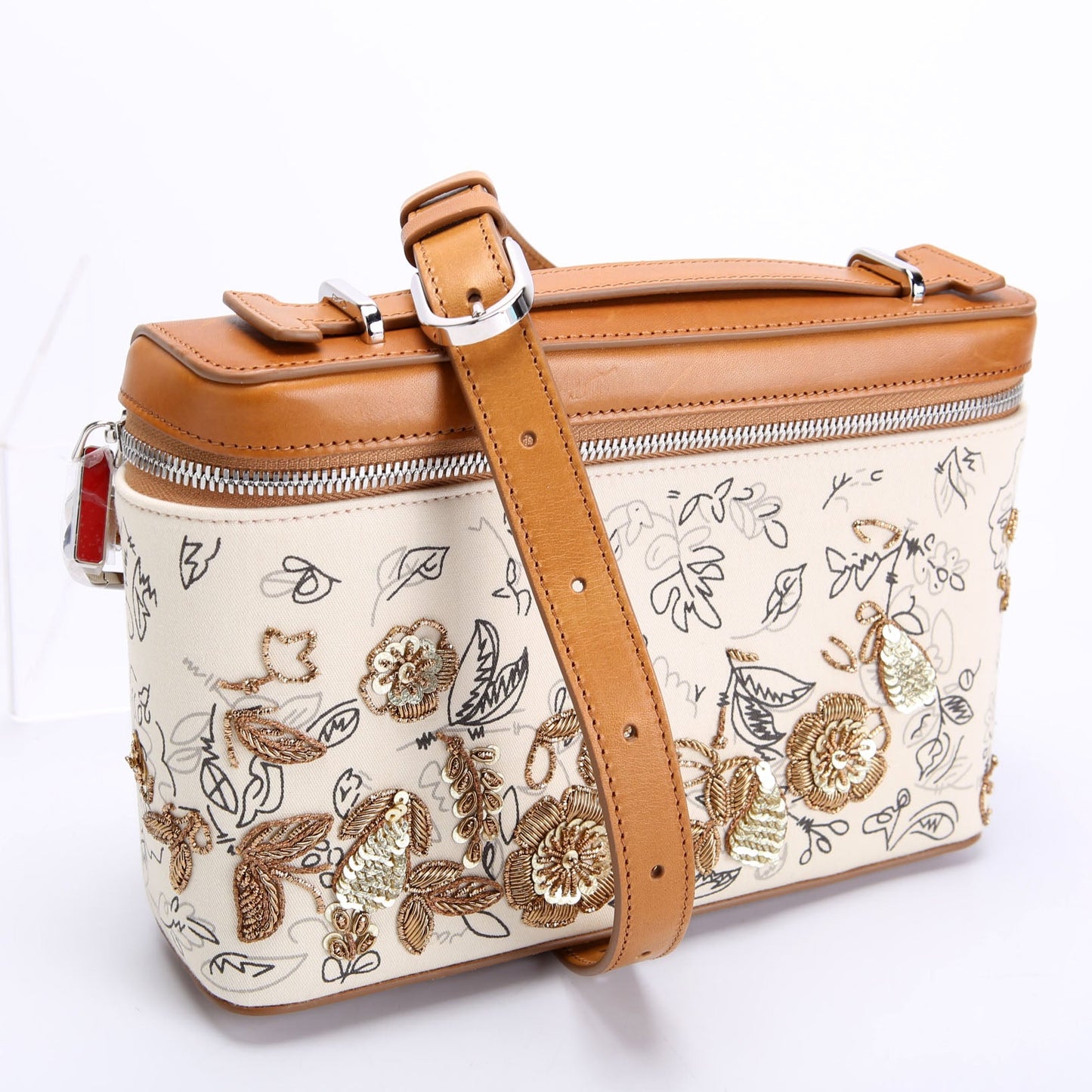 Djanis Floral Toile Crossbody Tan/Beige