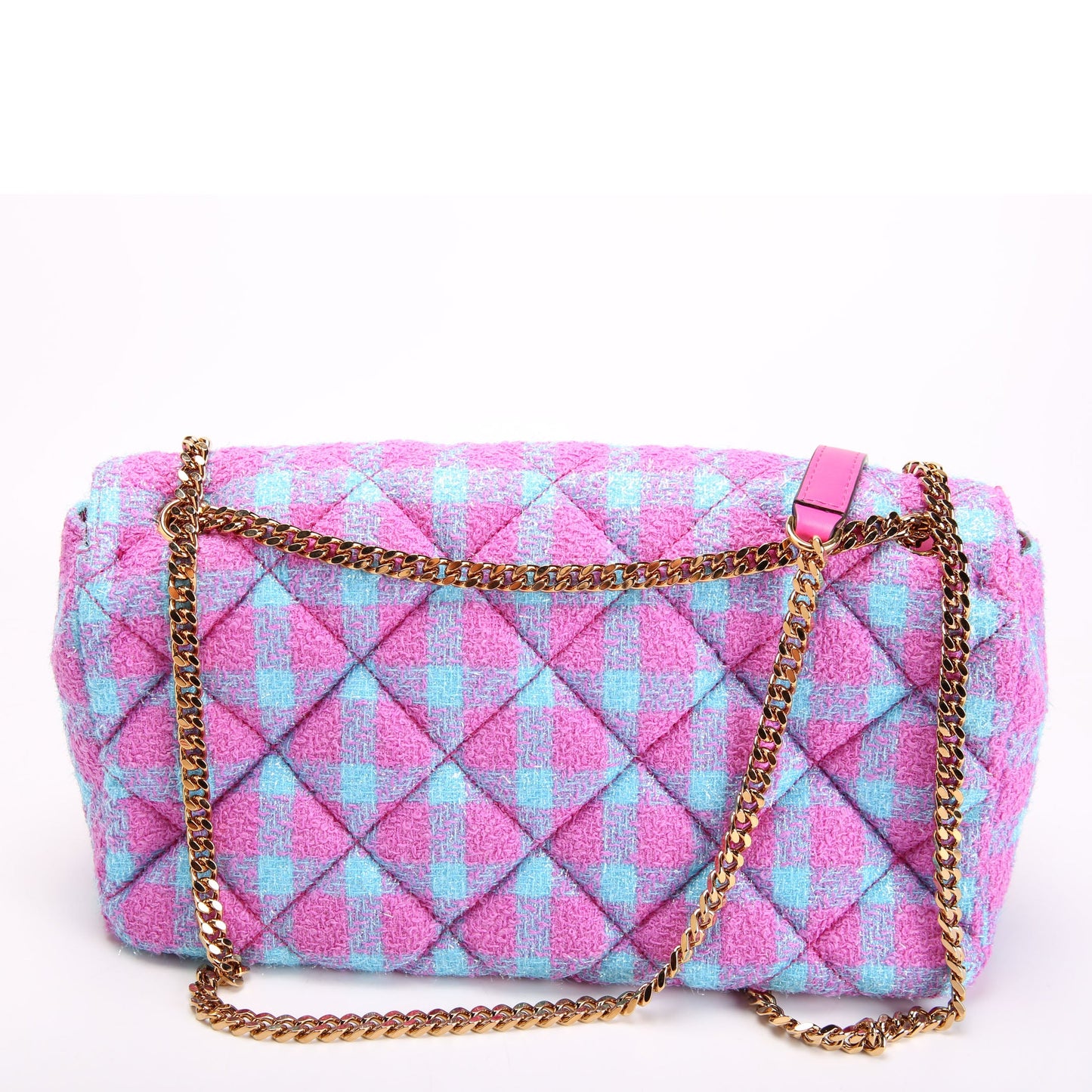 La Medusa Chain Flap Quilted Tweed Purple/Teal
