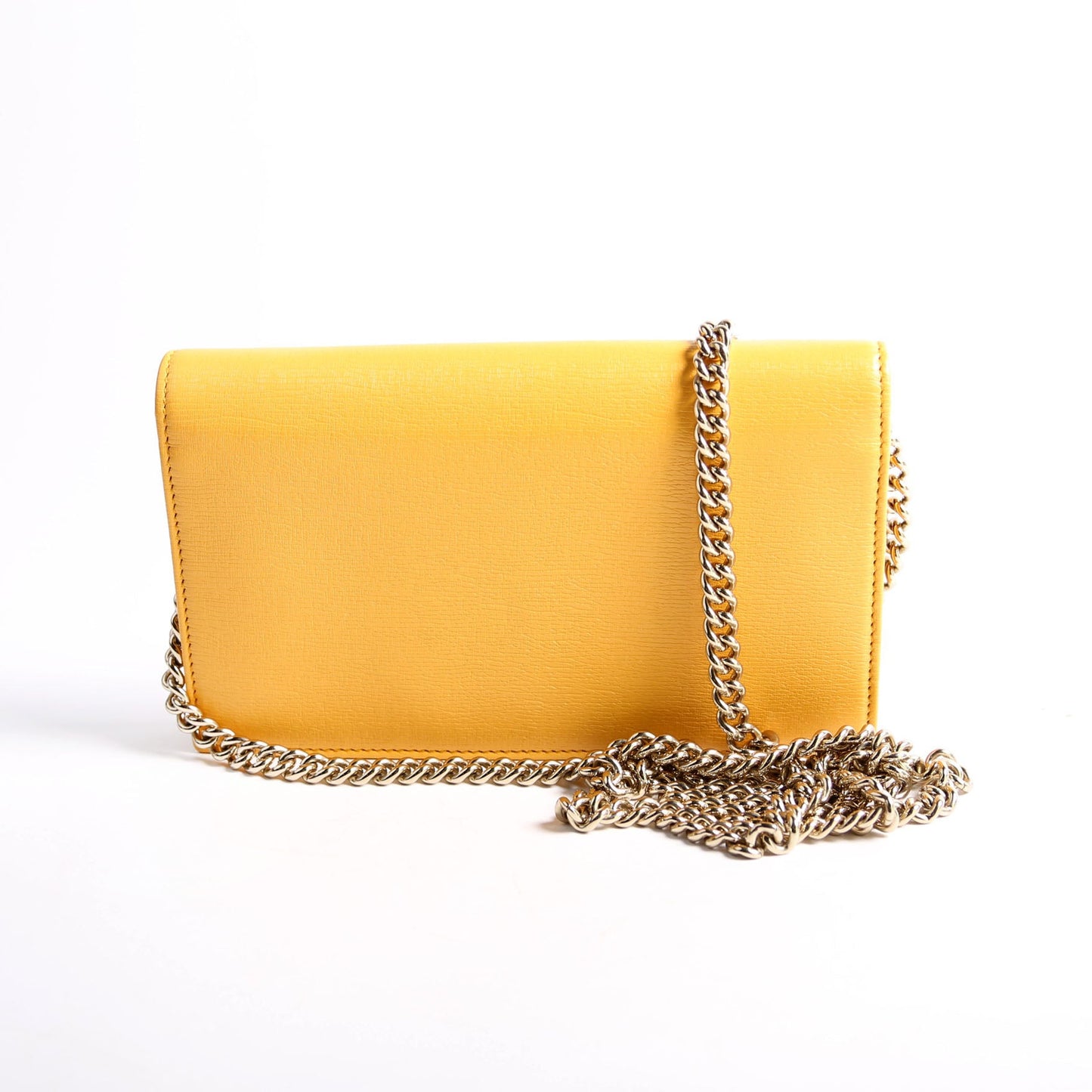 354697 Interlocking GG Chain Wallet Yellow