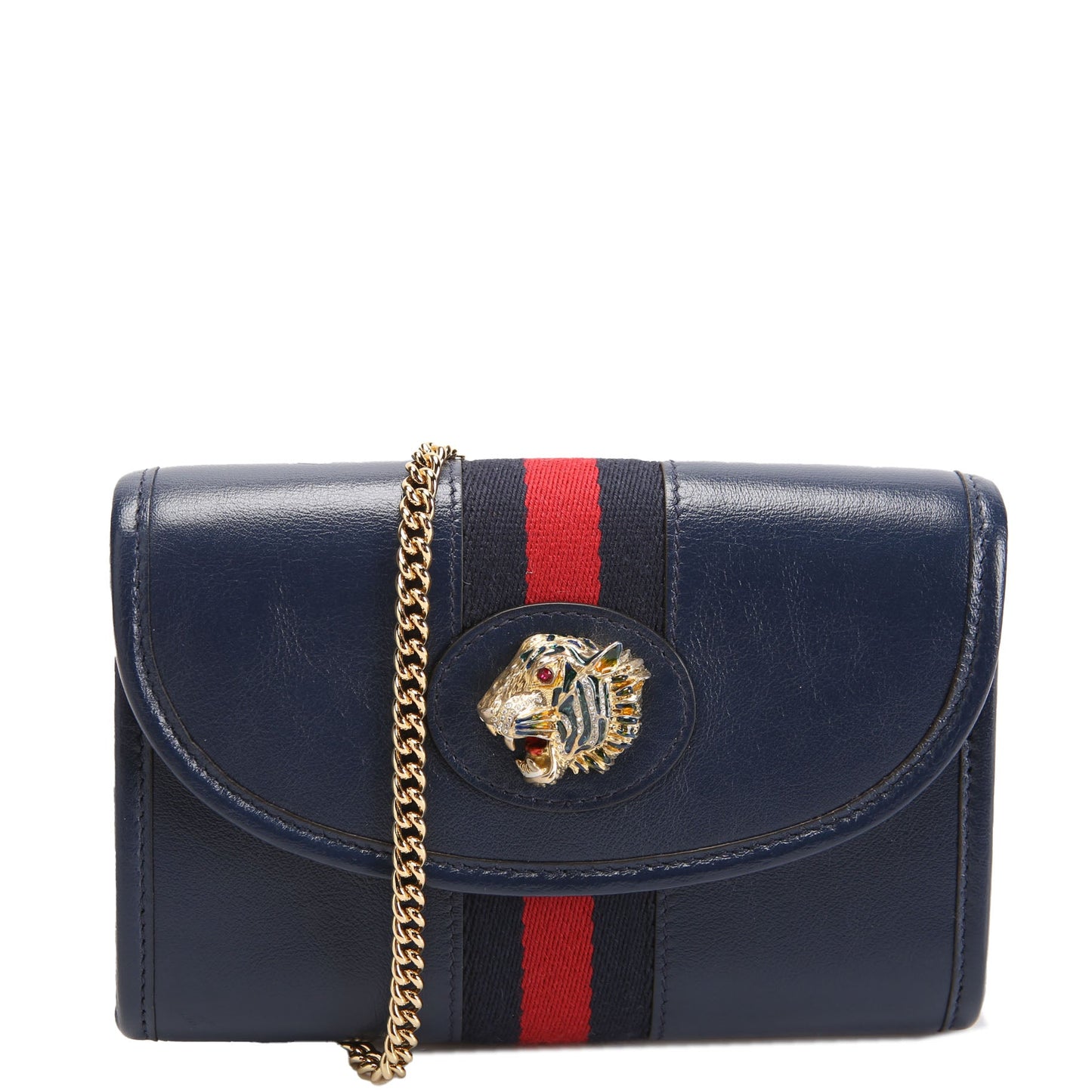 573797 Rajah Web Mini Bag Leather Navy
