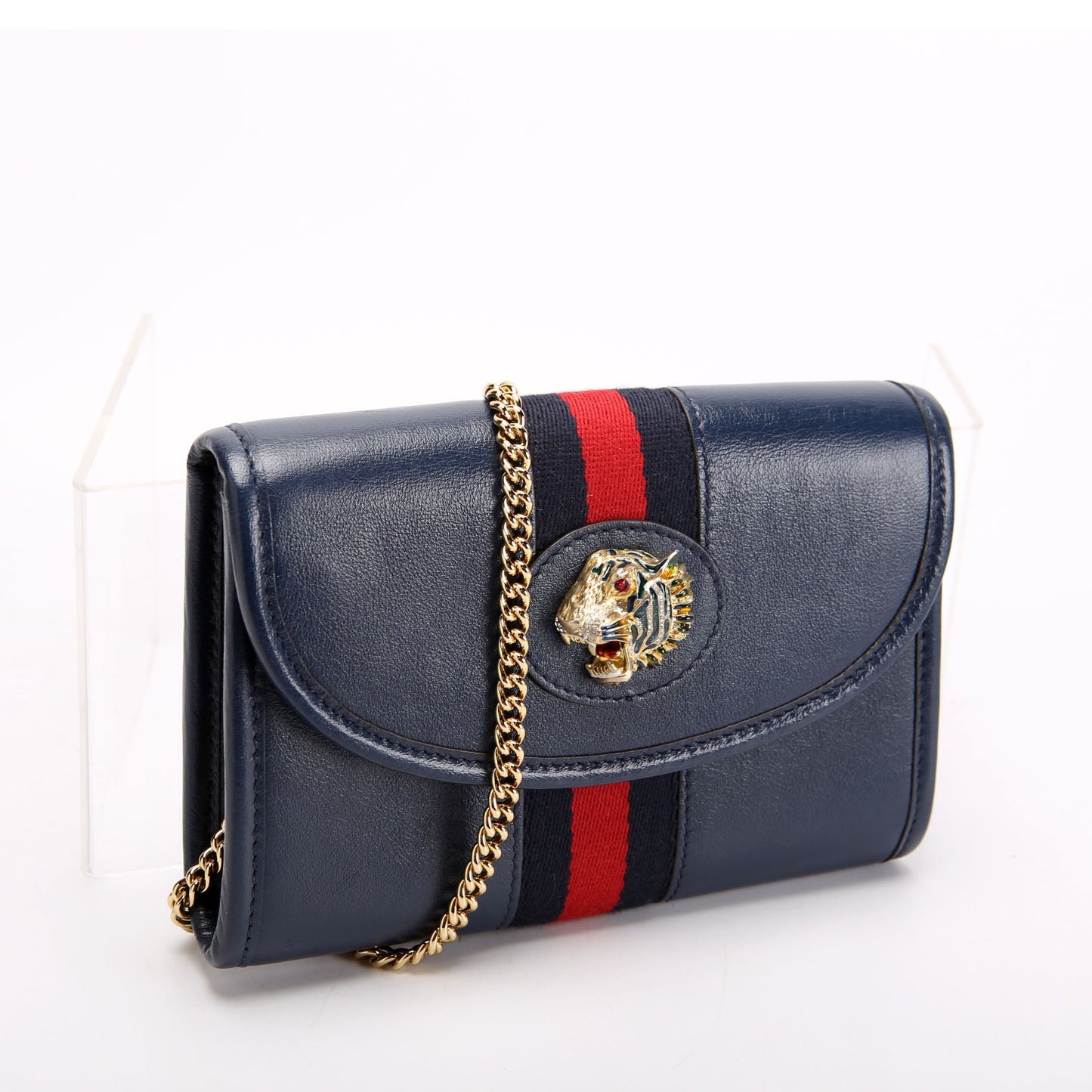 573797 Rajah Web Mini Bag Leather Navy